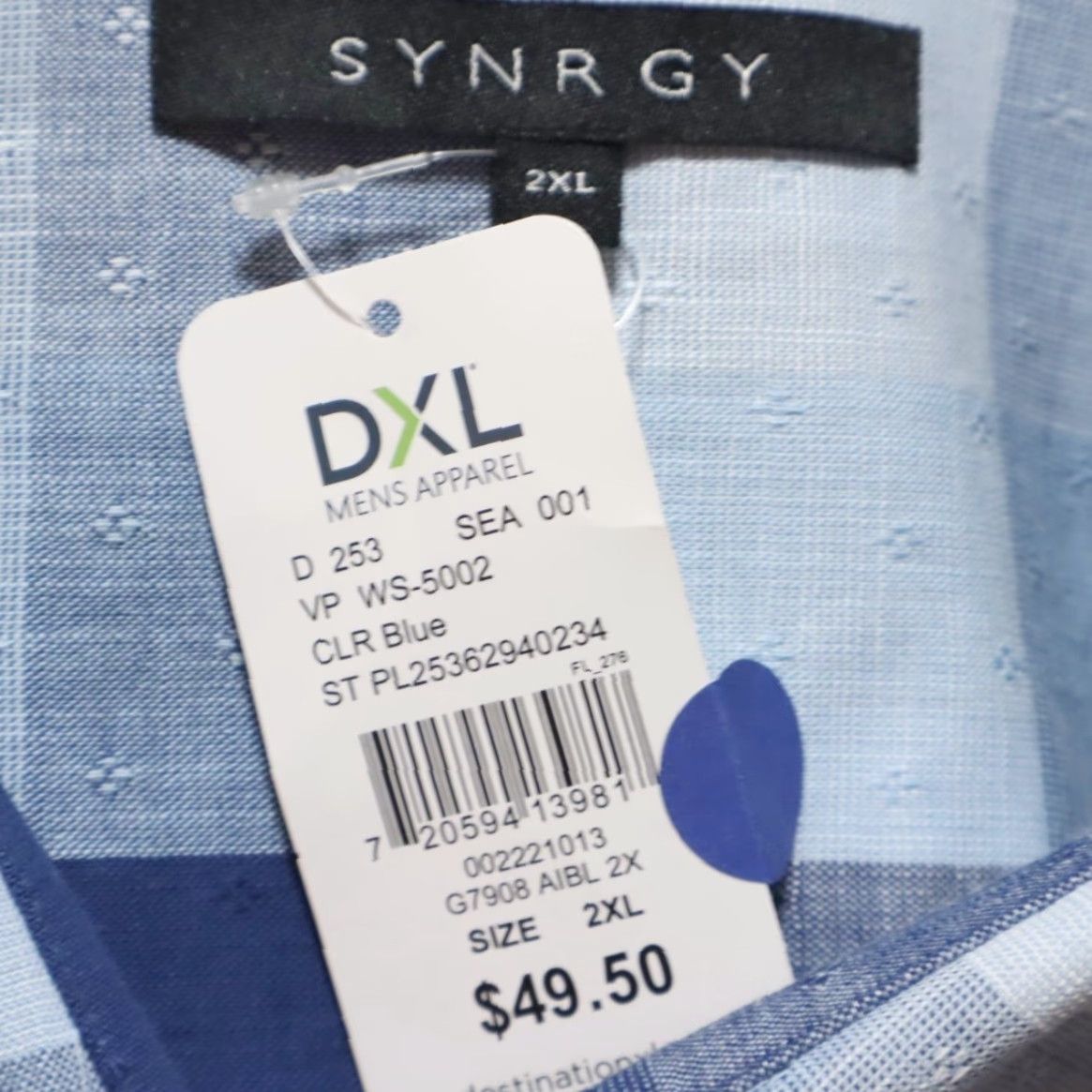 Vintage Synergy Woven Cotton Plaid Button Up Shirt Blue Men's 2XL Size US XXL / EU 58 / 5 - 5 Thumbnail