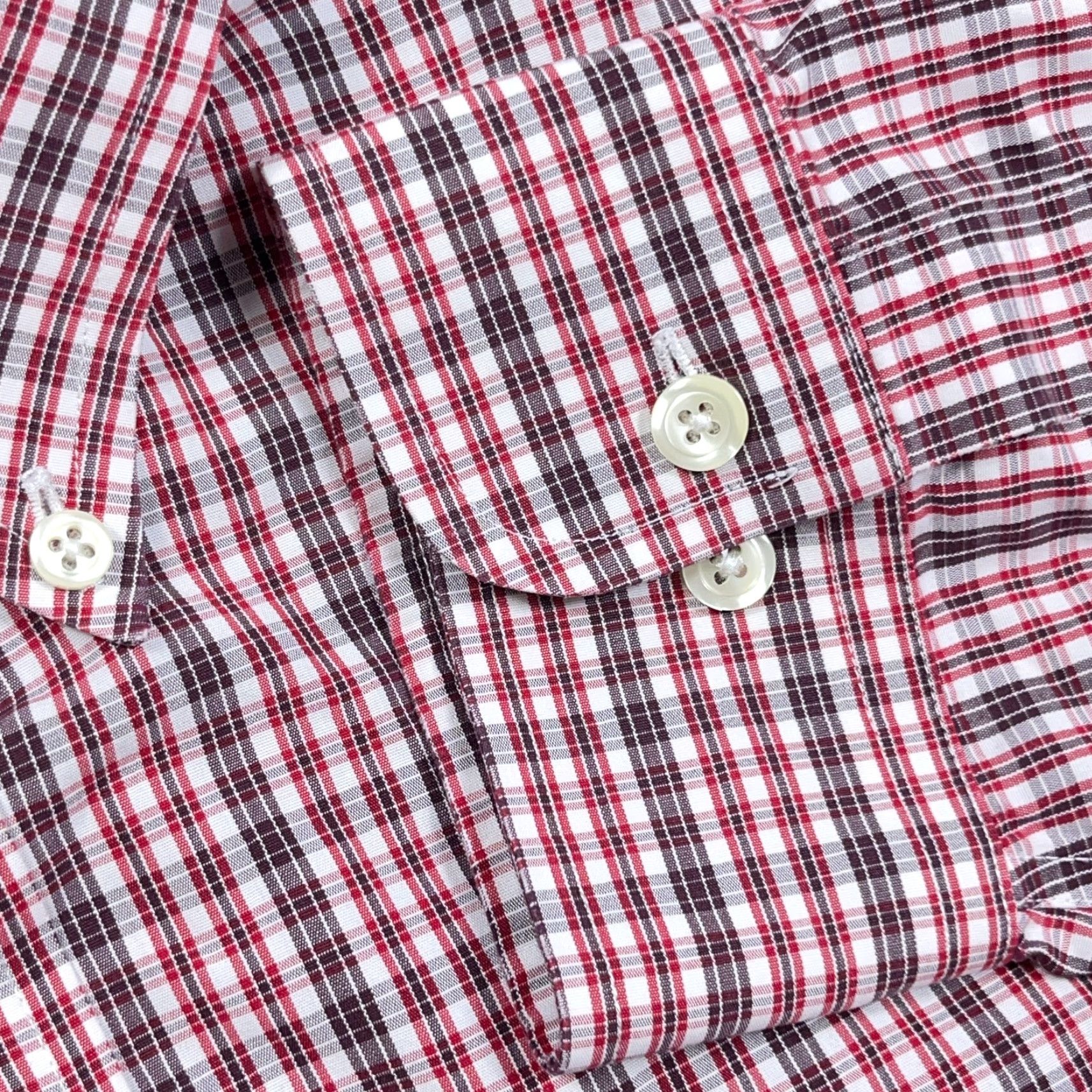 Brooks Brothers Brooks Brothers Shirt Men XL Red Plaid Button-Up Poplin Pocket Dress 346 Adult Regular Button-Down Collared Casual Fashion Men Size 46R - 3 Thumbnail