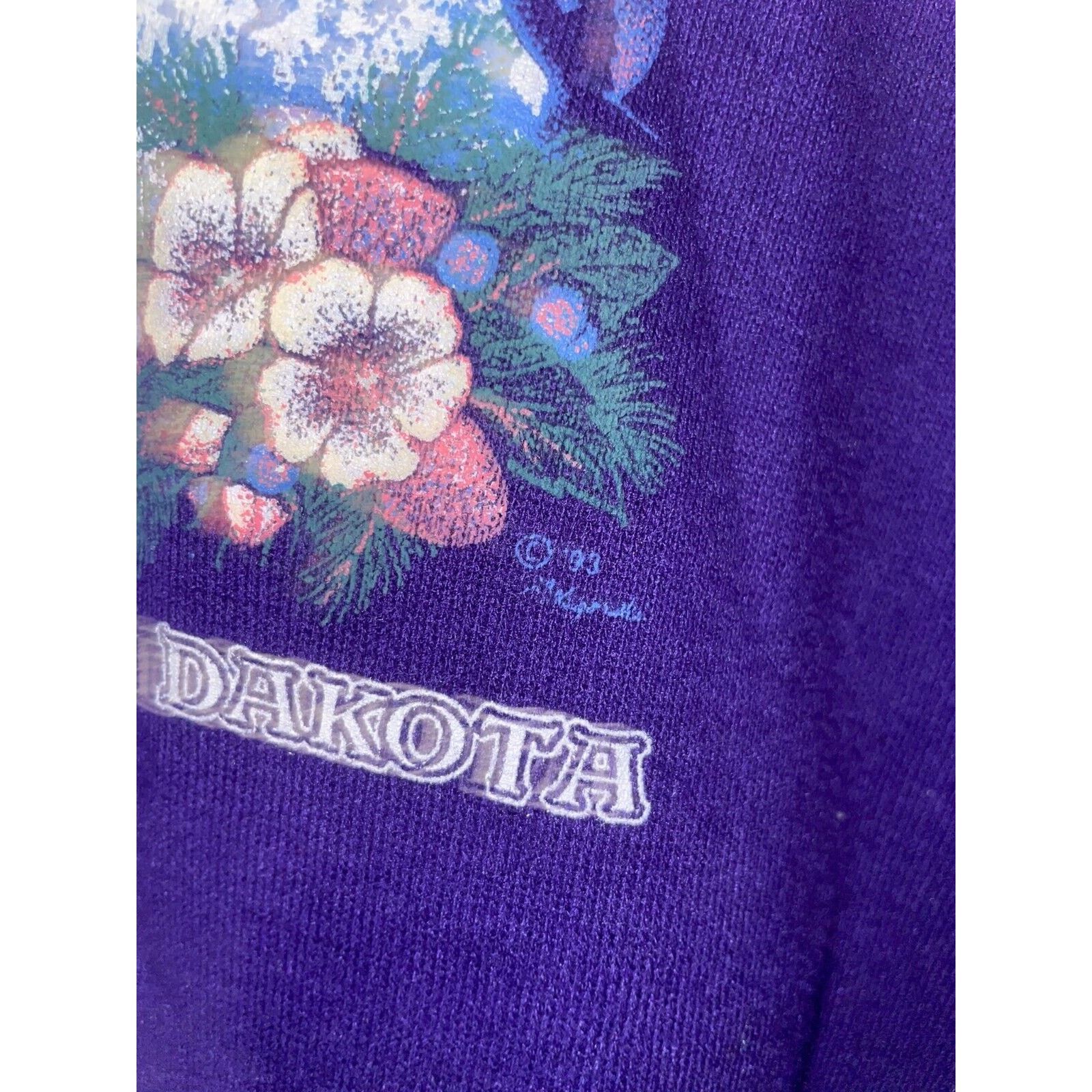 Jerzees Vintage North Dakota Sweatshirt Winter Trees Purple VTG 90s Size US M / EU 48-50 / 2 - 4 Thumbnail