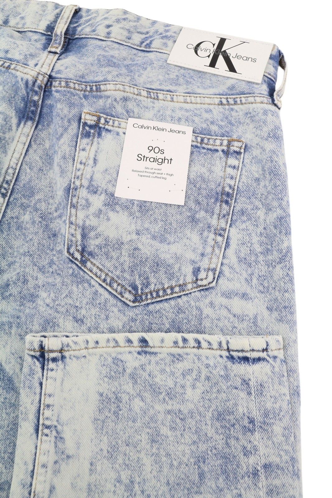 Calvin Klein 90S STRAIGHT W31 Faded Blue Zip Fly Logo Denim 85289 Size US 31 - 5 Thumbnail