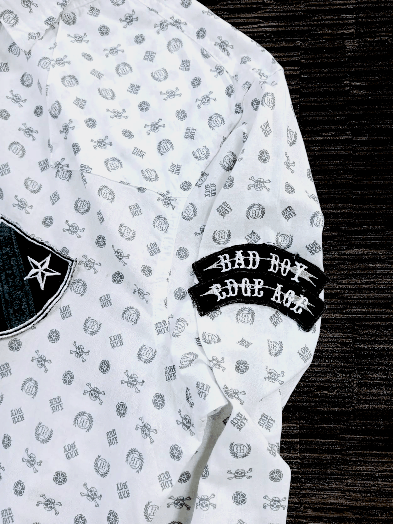 Japanese Brand Badboy full Skull print Y2K Poem Shirt Size US L / EU 52-54 / 3 - 11 Thumbnail