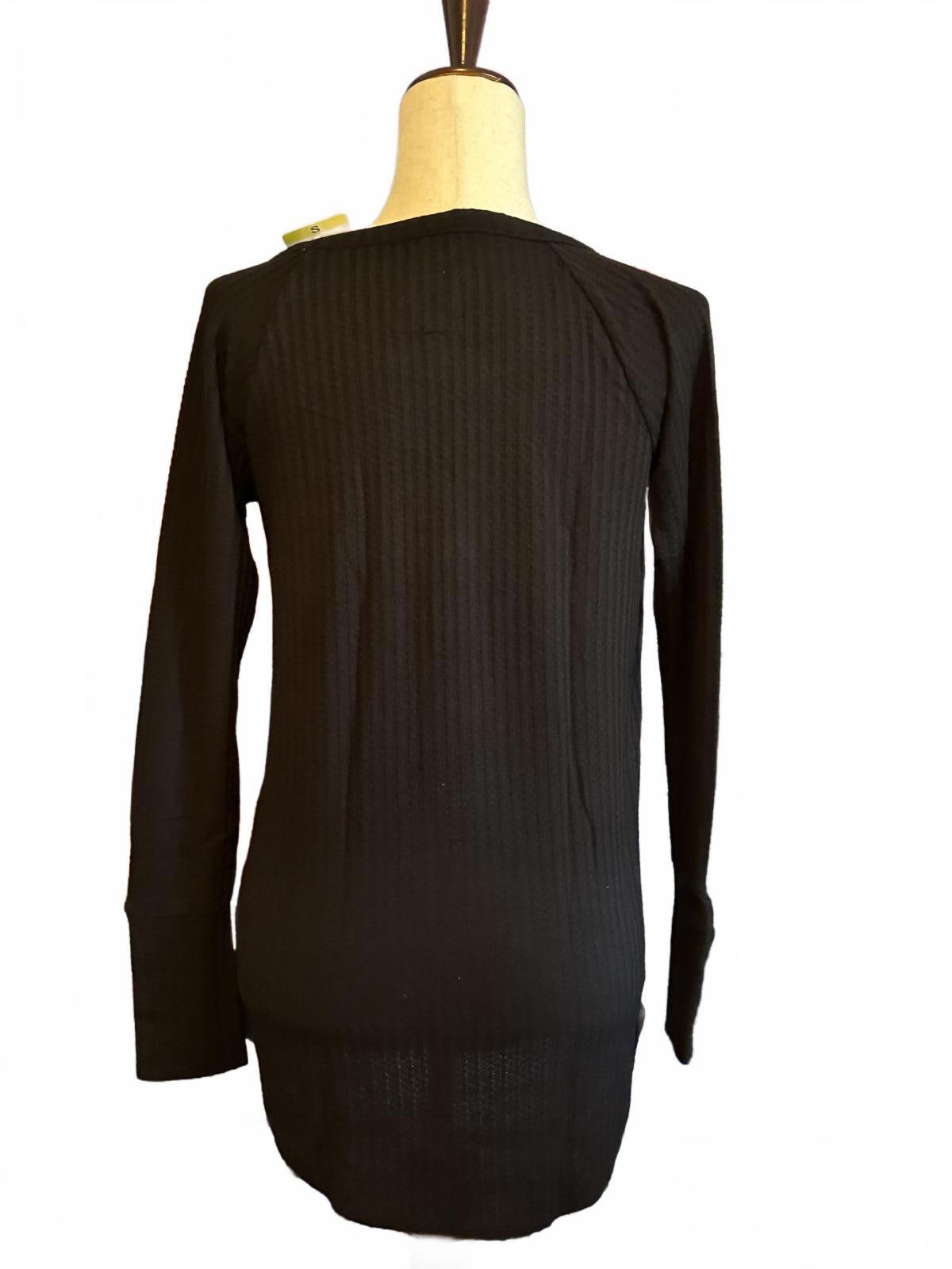 Chase Authentics Chaser Black Ribbed Long Sleeve Women's Top Sz S Size S / US 4 / IT 40 - 3 Thumbnail