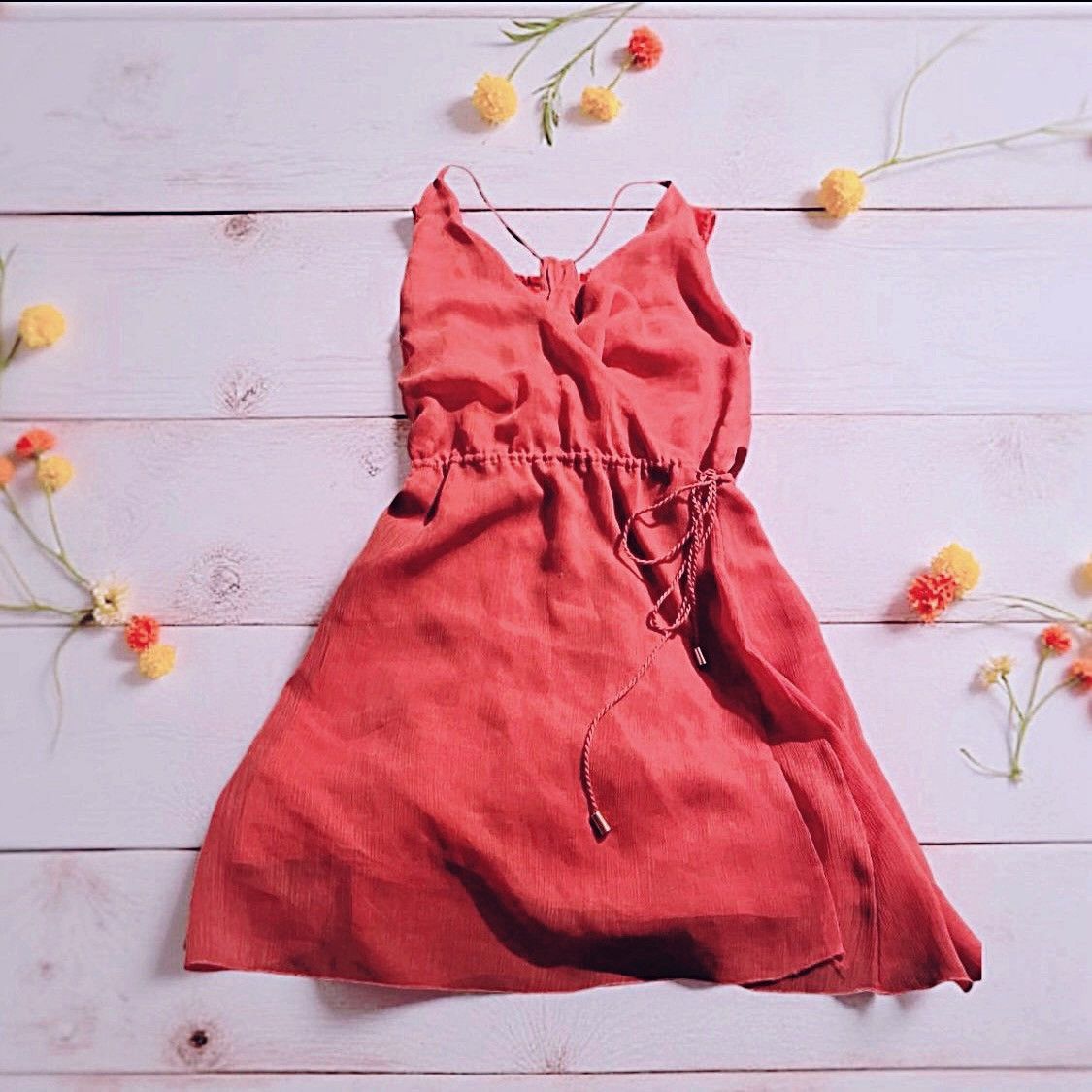 Designer Salmon boho mini dress with adjustable straps Size XS / US 0-2 / IT 36-38 - 1 Thumbnail