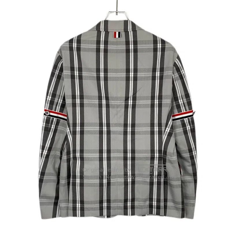 Thom Browne Thom Browne size 0 Gray cotton suit jacket with a checkered Size 40L - 2 Thumbnail