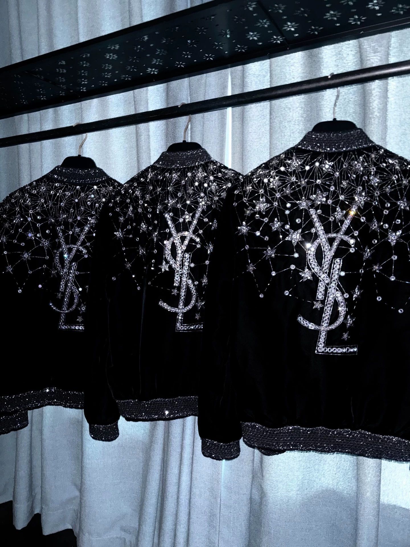 Saint Laurent Paris YSL 2019FW Stardust Rhinestone Jacket Size XXS / US 00 / IT 34 - 1 Thumbnail