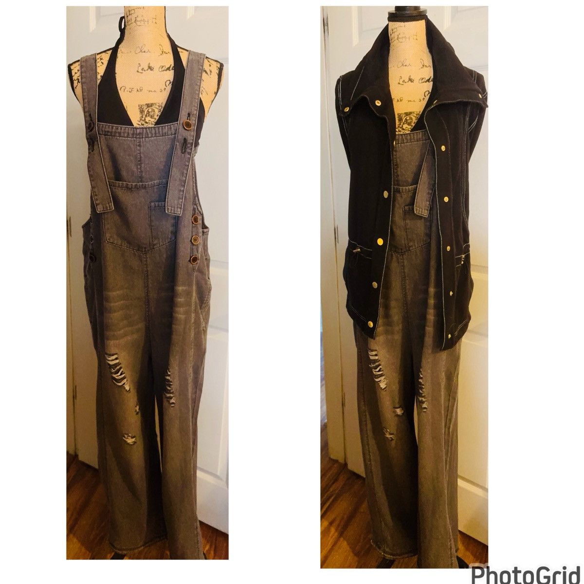 Anthropologie Anthropologie Easel Distressed Wide Leg Overalls Size 27" / US 4 / IT 40 - 6 Thumbnail