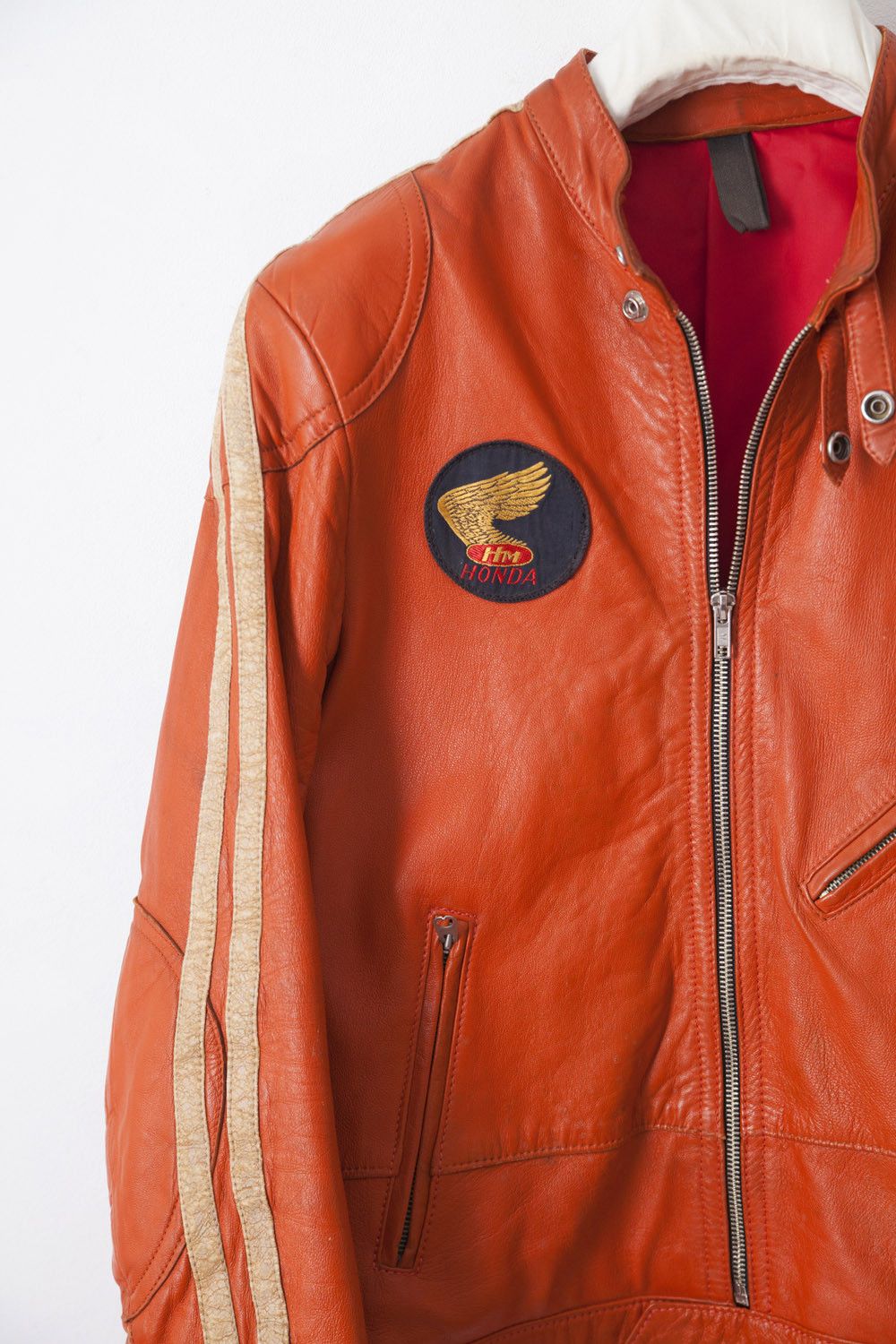 Honda 1970's Honda HM orange leather biker jacket Size US S / EU 44-46 / 1 - 2 Thumbnail