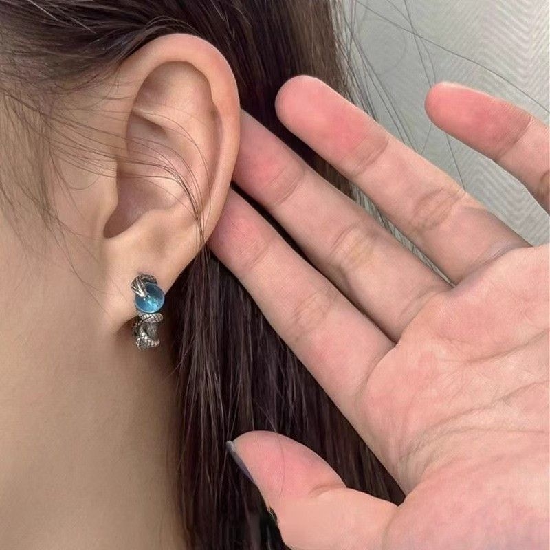 Jewelry Snake Punk Earrings One Pairs Chrome Jewelry Size ONE SIZE - 3 Thumbnail