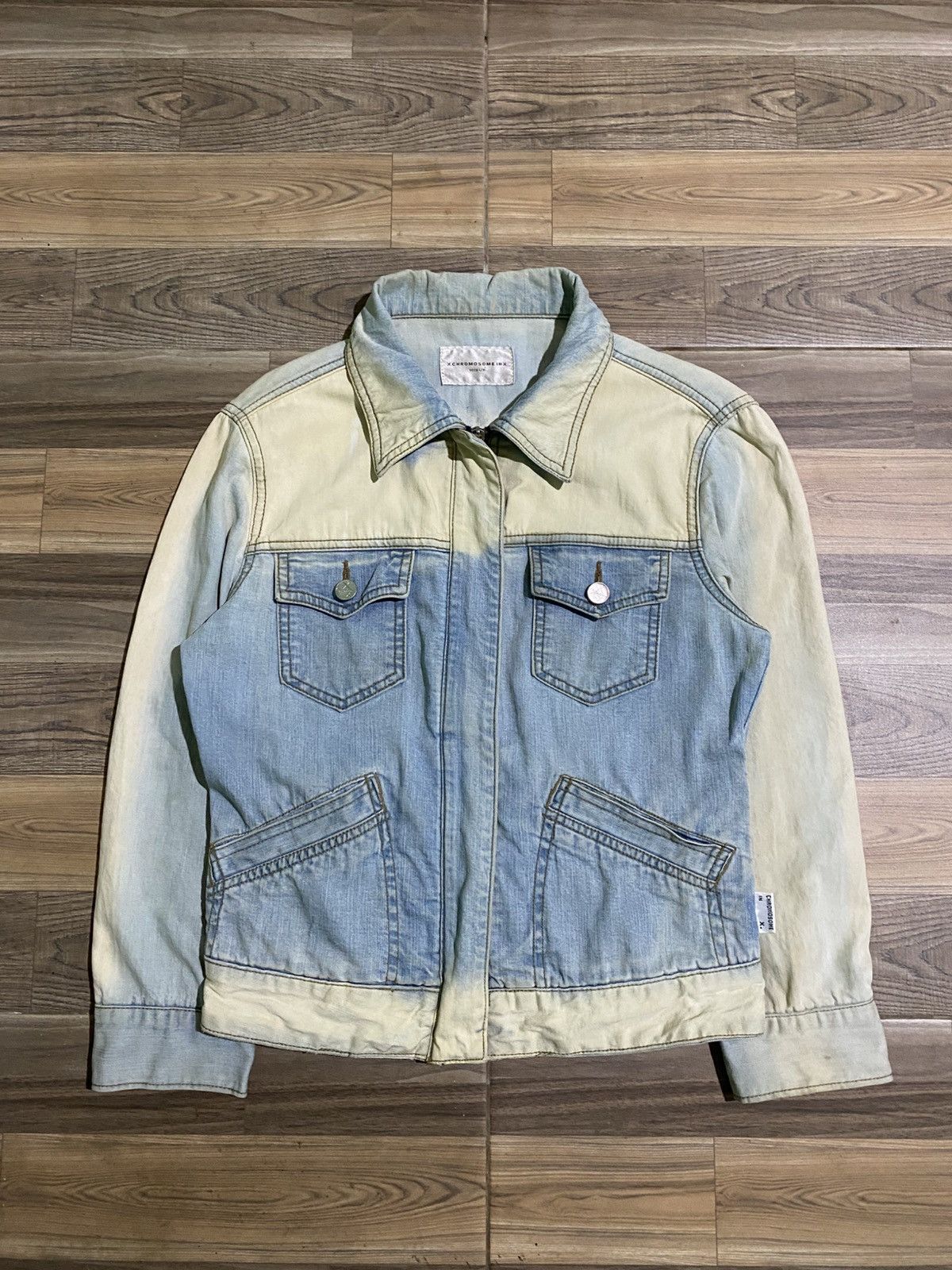 Le Grande Bleu (L.G.B.) X CHROMOSOME IN X ZIP DENIM JACKET BLUE WASH FADED Size ONE SIZE - 1 Thumbnail