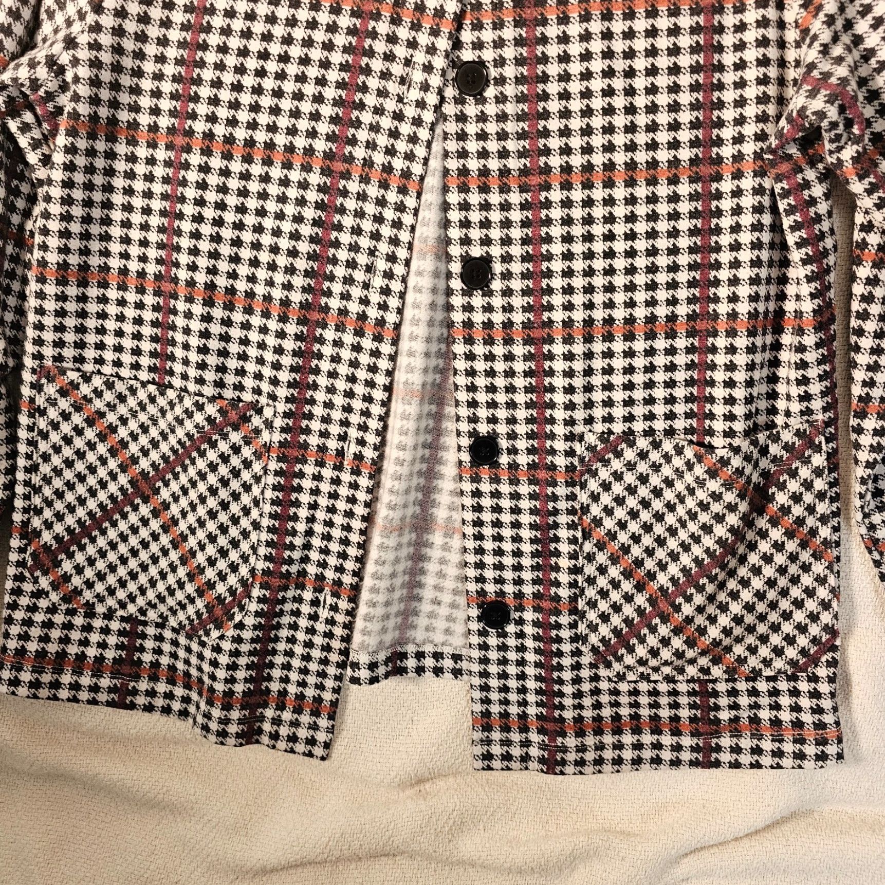 Vintage VINTAGE Cuddl Duds Comfortwear Button Front Jacket Fig Houndstooth Black White Size S Women Size S / US 4 / IT 40 - 3 Thumbnail