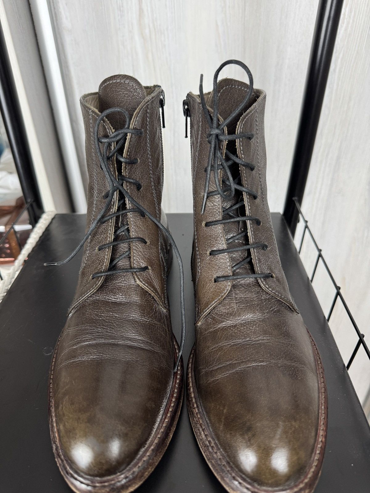 MoMA Moma Leather Laces Zipper Brown Ankle Boot Size US8 EU38 Size US 8 / IT 38 - 10 Thumbnail