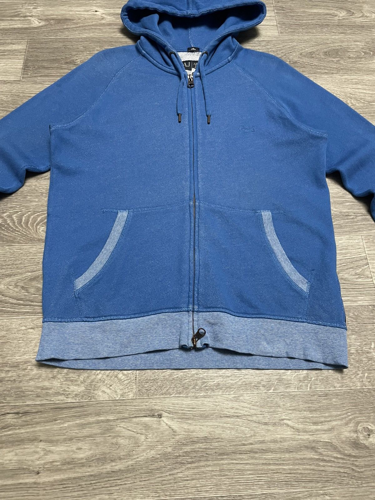 Armani Vintage Armani Jeans Blue Logo Zip-Up Hoodie Size US M / EU 48-50 / 2 - 3 Thumbnail
