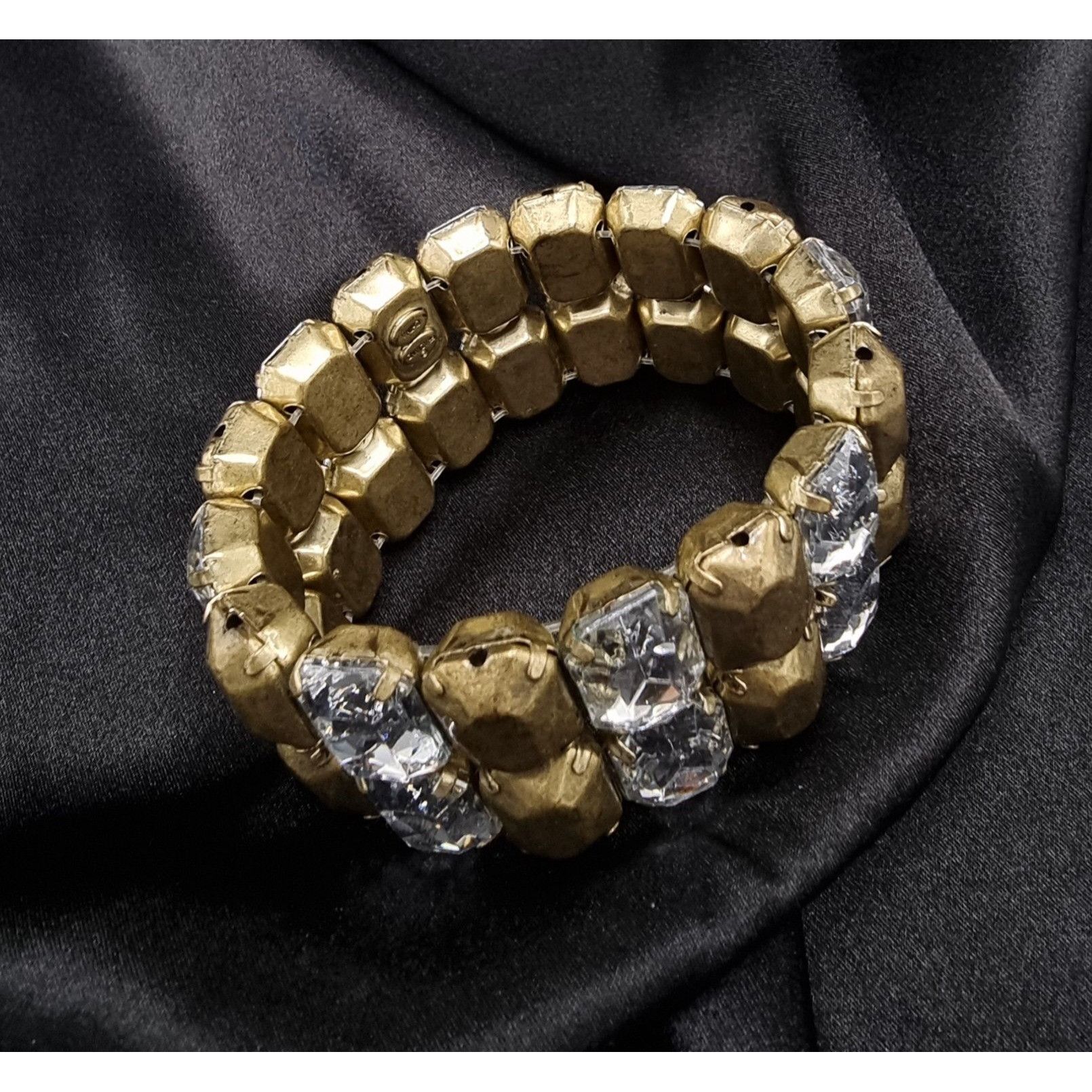 Vintage Vintage 1990's Graziano Gold-Tone Stretch Bracelet With Clea Size ONE SIZE - 4 Thumbnail