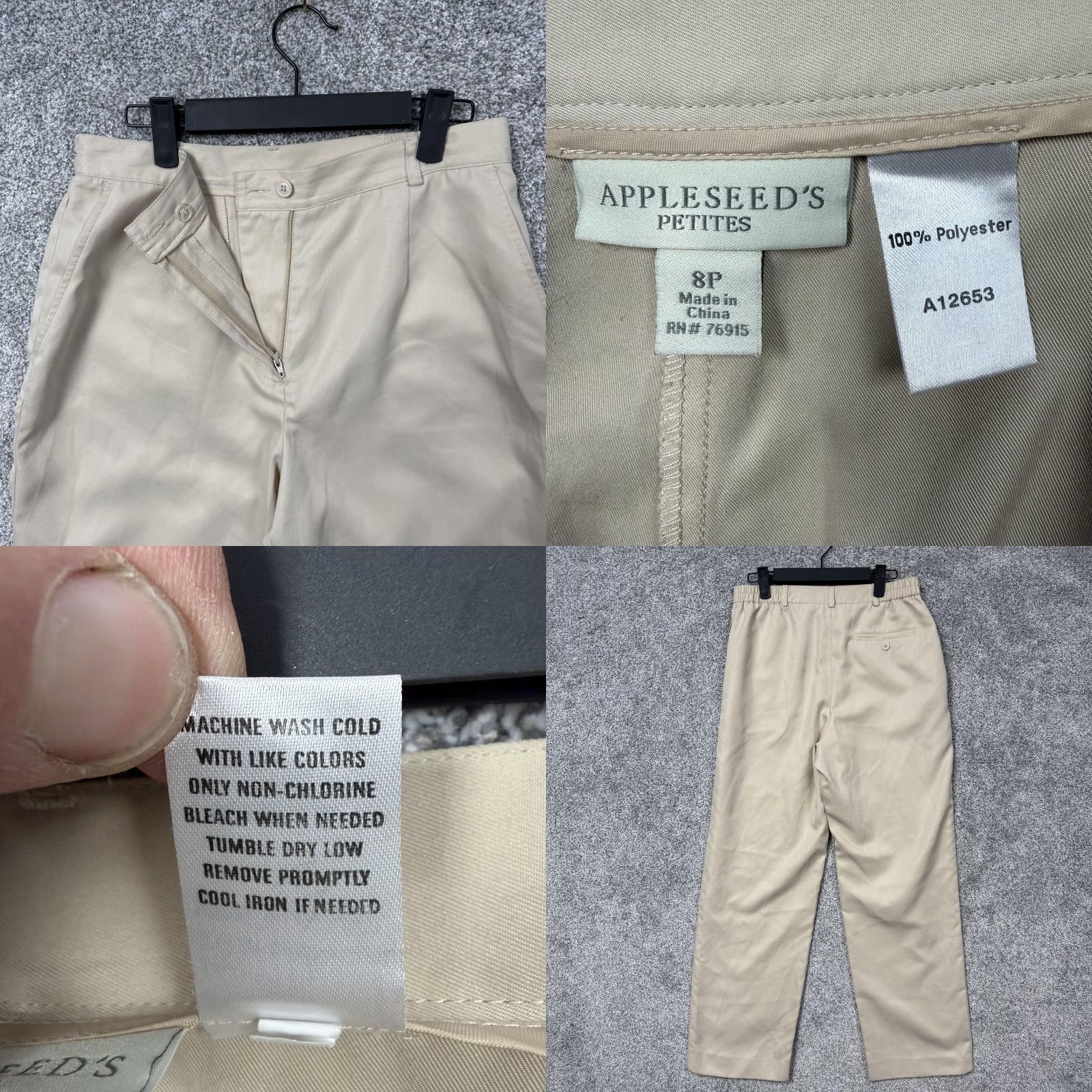Vintage VINTAGE Appleseed's 8P Beige Pleated Dress Pants Straight Leg Women's Petite - Elastic Waist Pockets Polyester 26.5in Inseam Men/Women? Size 30" / US 8 / IT 44 - 8 Thumbnail