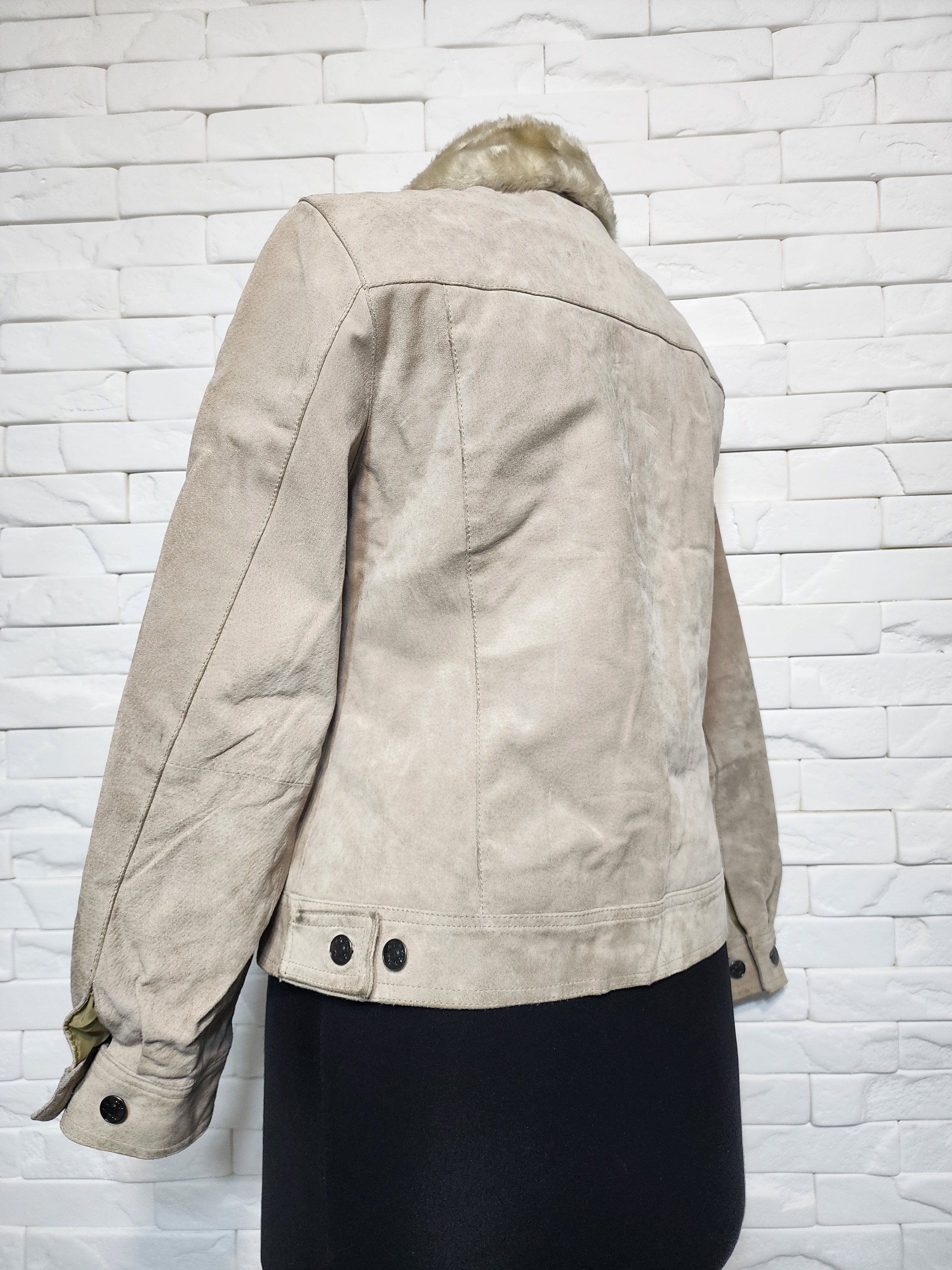 Genuine Leather Beige Suede Denim Style Jacket: Women's Leather Jacket Size M / US 6-8 / IT 42-44 - 6 Thumbnail