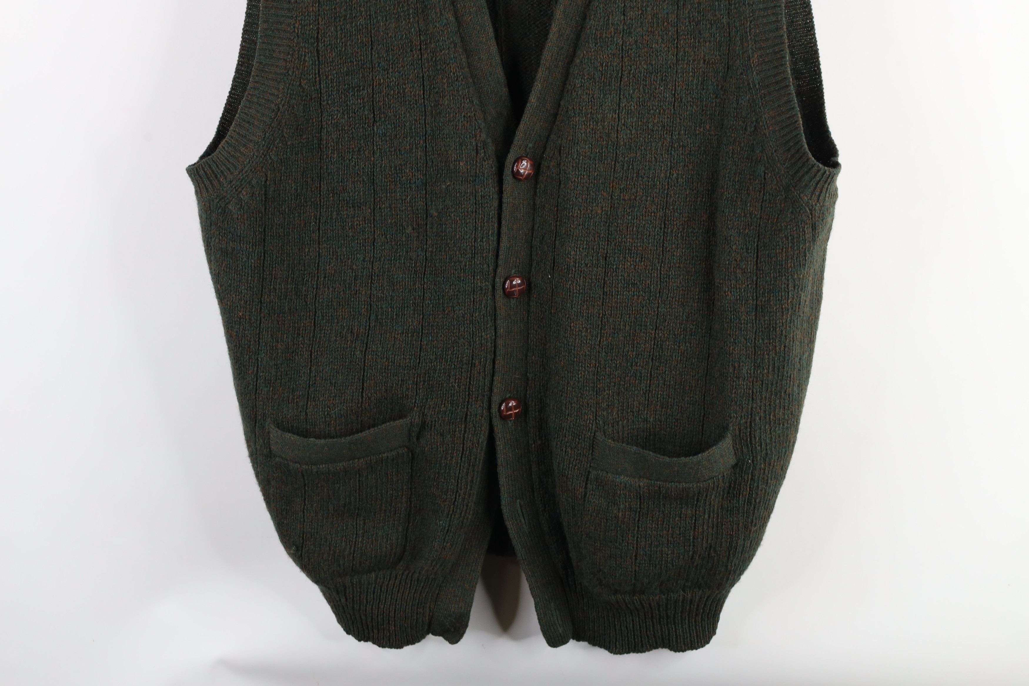 Vintage Vintage 90s Streetwear Wool Knit Cardigan Sweater Vest Green Size US XL / EU 56 / 4 - 3 Thumbnail