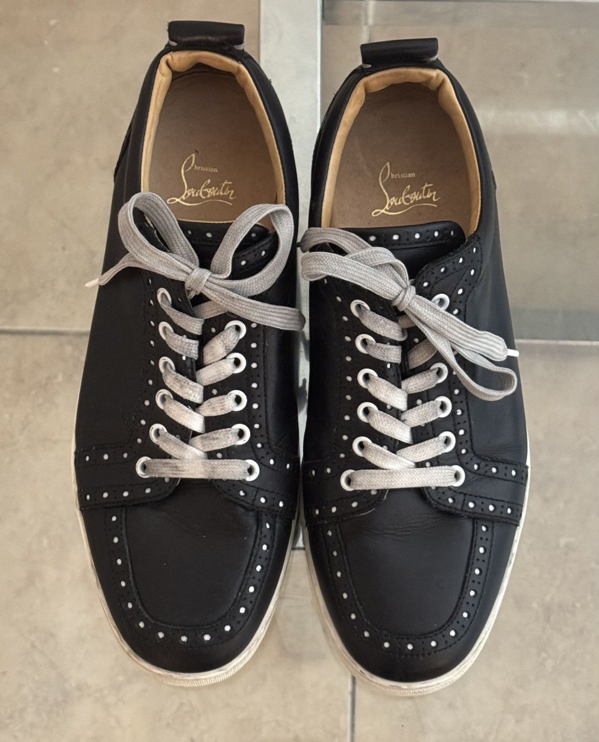 Christian Louboutin Christian Louboutin Black Leather Men’s Sneakers Size US 9.5 / EU 42-43 - 2 Thumbnail