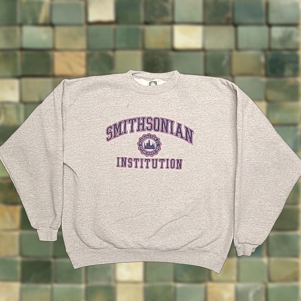 Vintage VINTAGE Smithsonian Institution Sweatshirt Mens Large Gray Crewneck Cotton Blend 80s 90s USA Pullover Shirt Mens Size US L / EU 52-54 / 3 - 1 Thumbnail