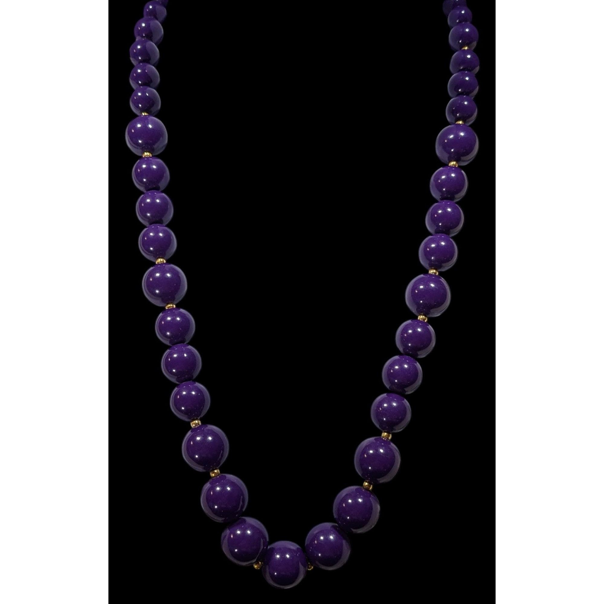 Other Retro Purple Graduated Bead Necklace With Gold Tone Accents Size ONE SIZE - 4 Thumbnail