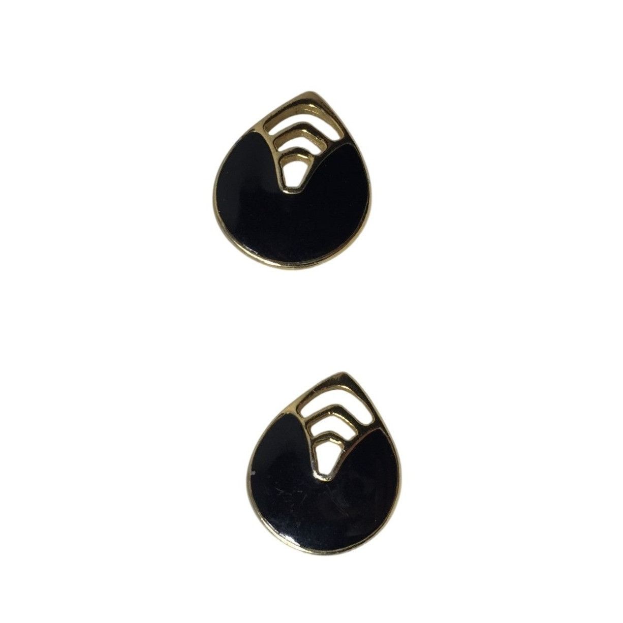 Other Women's Black and Gold Tear Drop Shaped Stud Earrings Size ONE SIZE - 6 Thumbnail