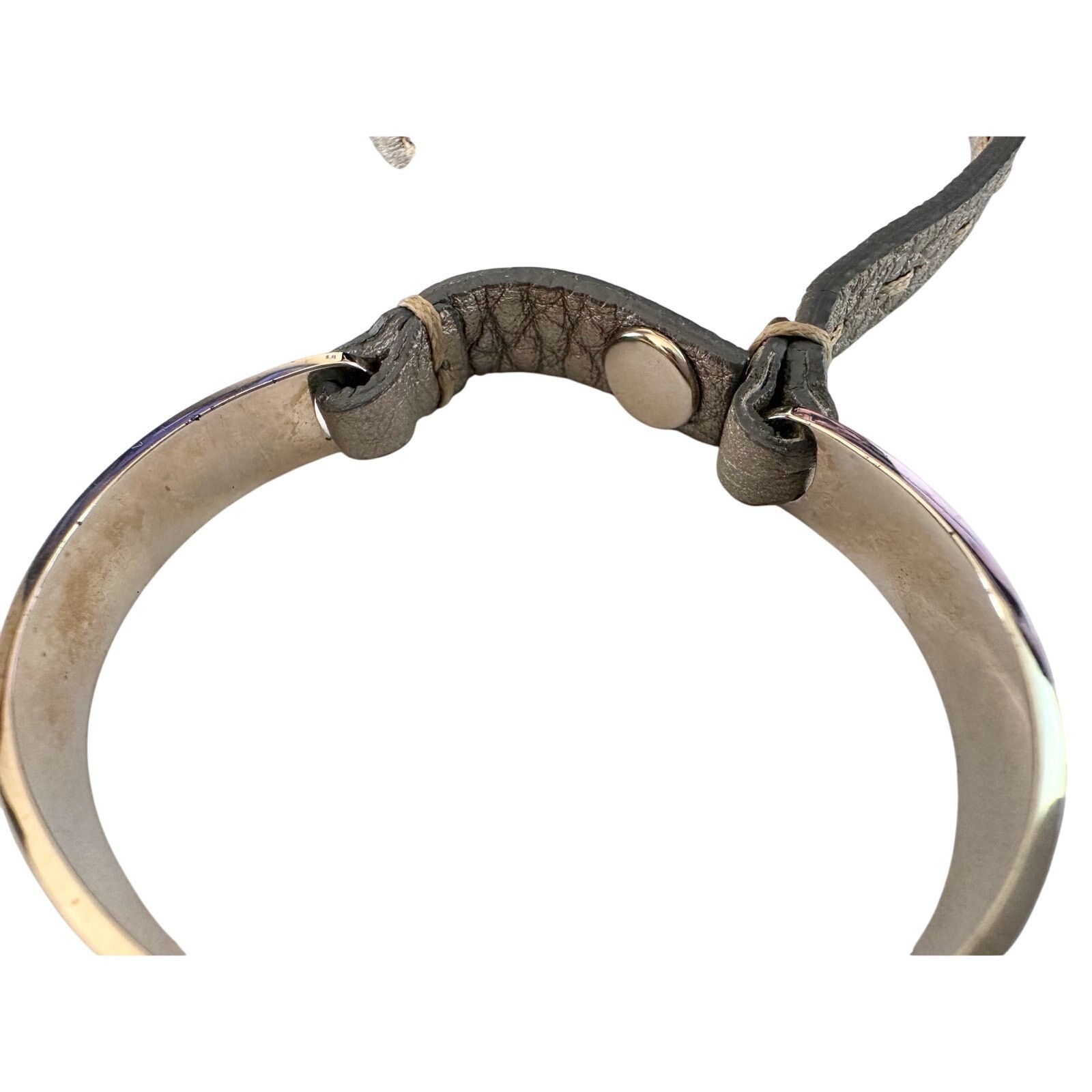 Fendi Fendi Selleria Metallic Cuff w Leather Double Wrap Bracelet Size ONE SIZE - 6 Thumbnail