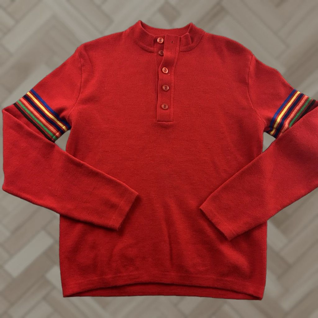 Vintage VINTAGE Meister 100% Wool 5 Button Sweater Men's M Red Pullover Shirt Wool Button Mens 100% Wool Sweater Red Angl? Size US M / EU 48-50 / 2 - 1 Thumbnail