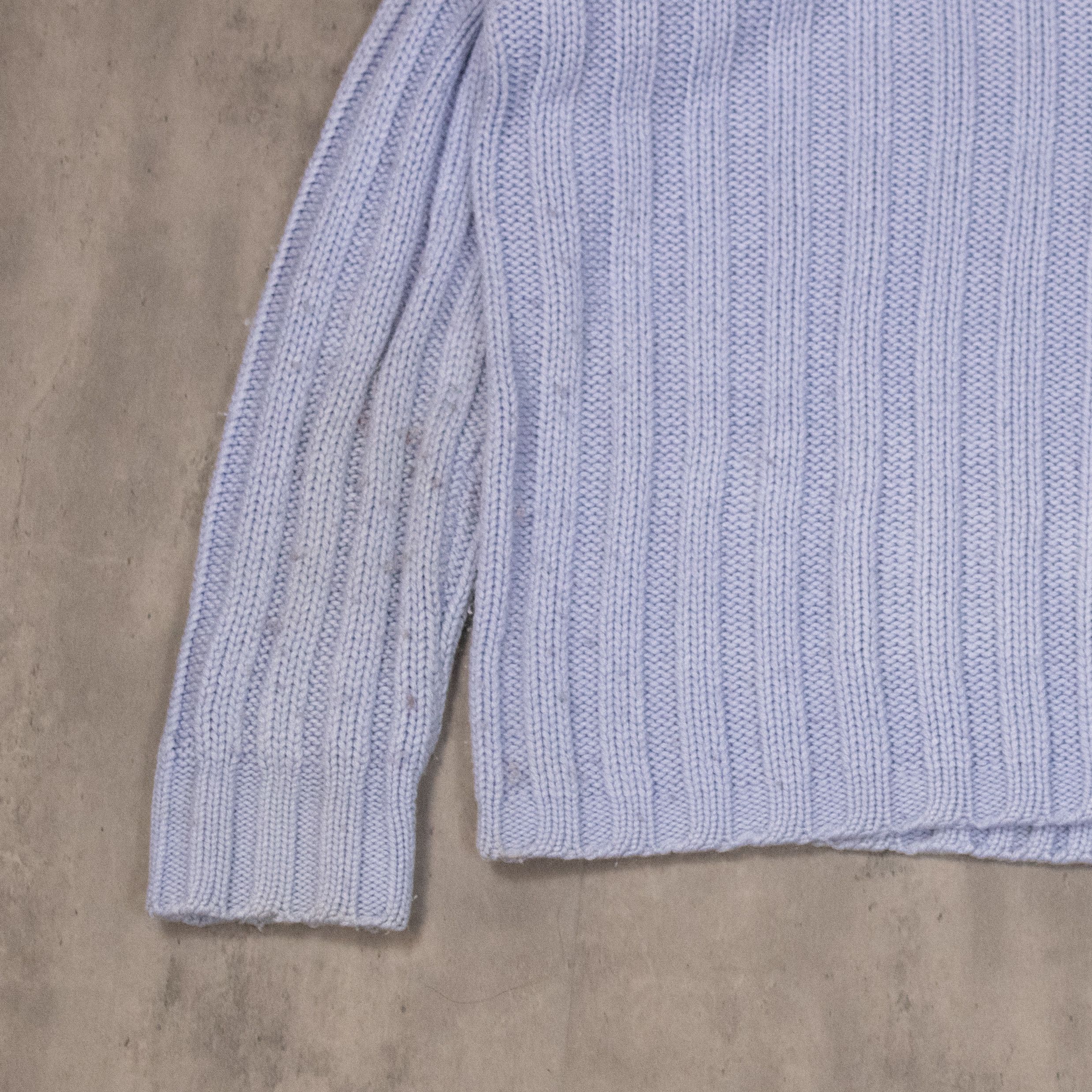 Vintage Vintage 1990's Cable Baby Blue Knitted Crew Neck Sweater Size US M / EU 48-50 / 2 - 10 Thumbnail