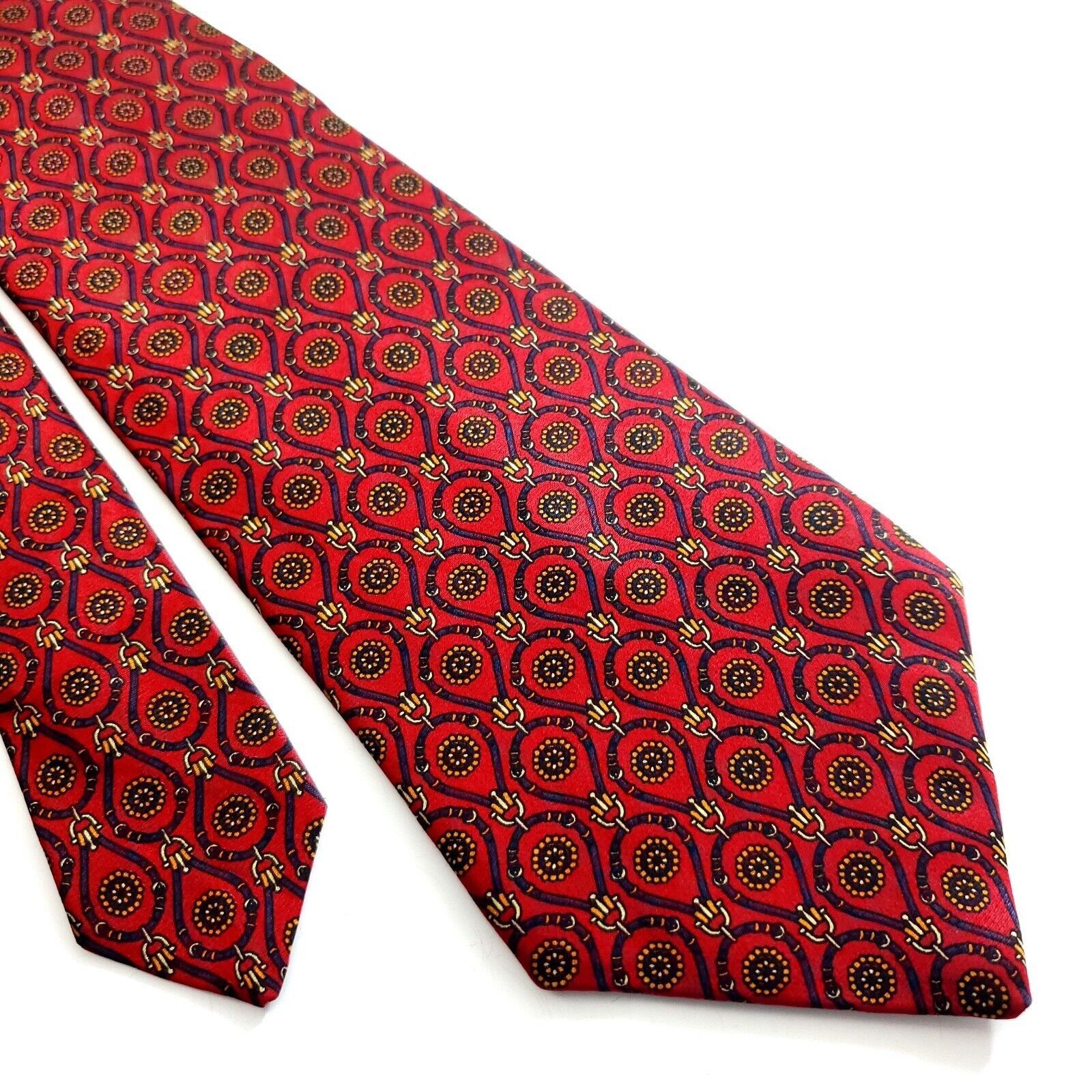 Bill Blass Bill Blass Red Floral Print Short Silk Tie Size ONE SIZE - 1 Thumbnail