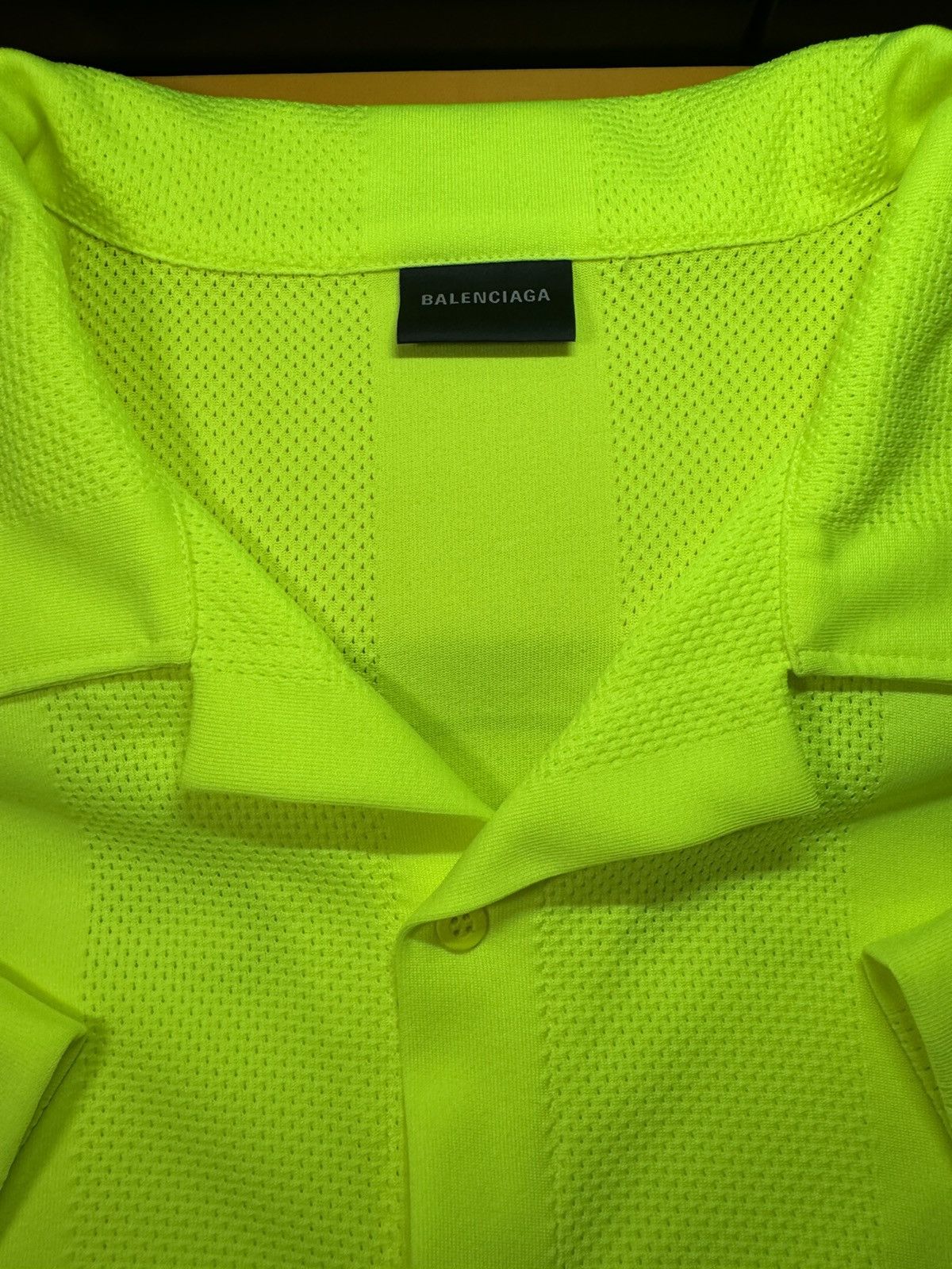 Balenciaga Balenciaga Fluo Yellow Striped Mesh Shirt Size M Size US M / EU 48-50 / 2 - 9 Thumbnail