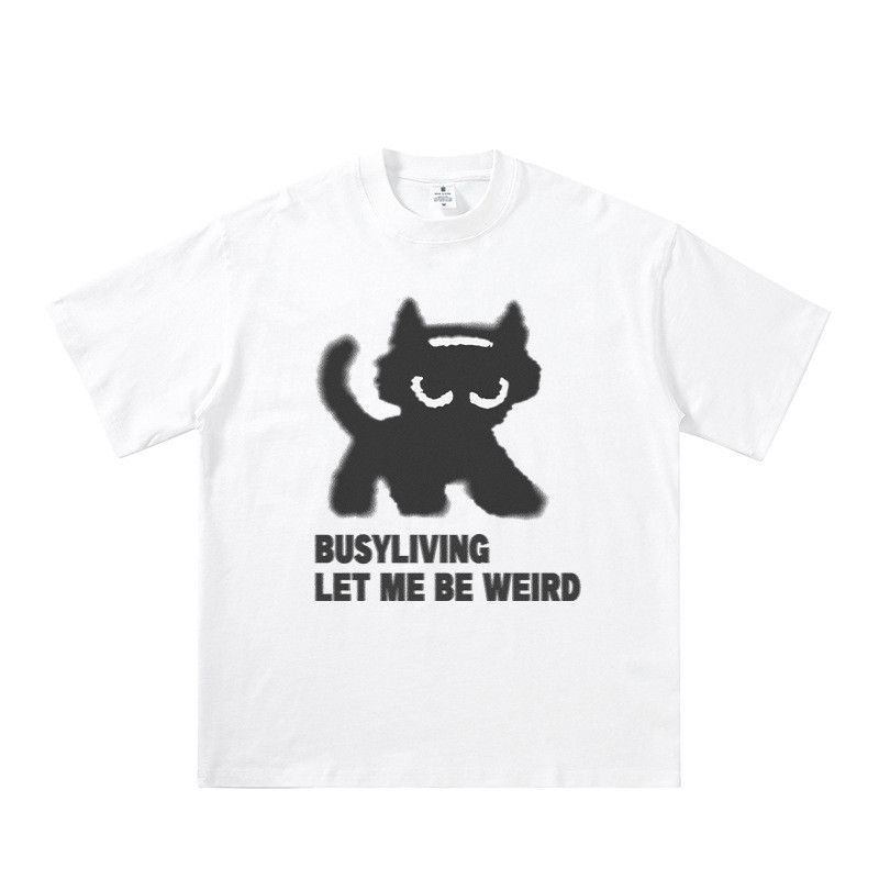 Japanese Brand Men's Crew Neck Loose-Fit Casual T-Shirt with Cat Print Size US M / EU 48-50 / 2 - 2 Thumbnail