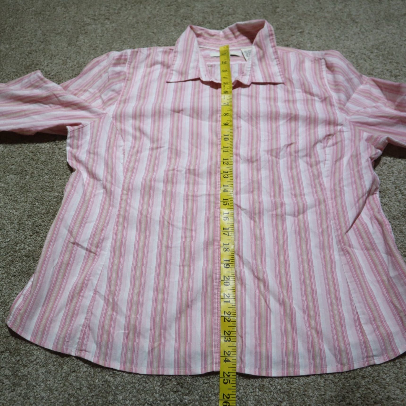 Merona Merona Shirt Pink Striped 3/4 Sleeve Button Up Women's XL Blouse Top Stretch Casual Size XL / US 12-14 / IT 48-50 - 6 Thumbnail