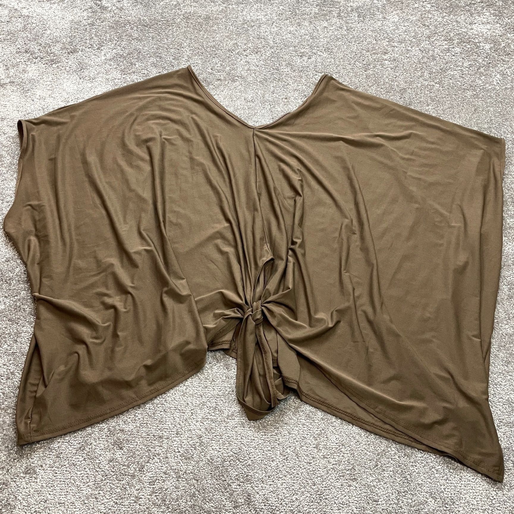Vintage Lily by Firmina Blouse Shirt Womens 3XL Brown Stretch Polyester Knot Bottom New Size XXL / US 16-18 / IT 52-54 - 2 Thumbnail