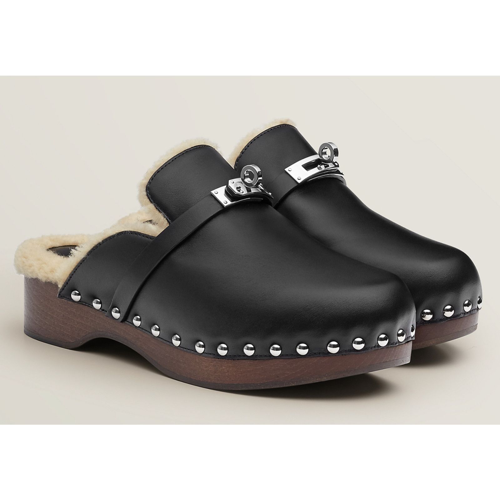 Hermes Hermes Mule Leather Kelly Lock Shearling Fur Slide Flat 37 Size US 7 / IT 37 - 2 Thumbnail