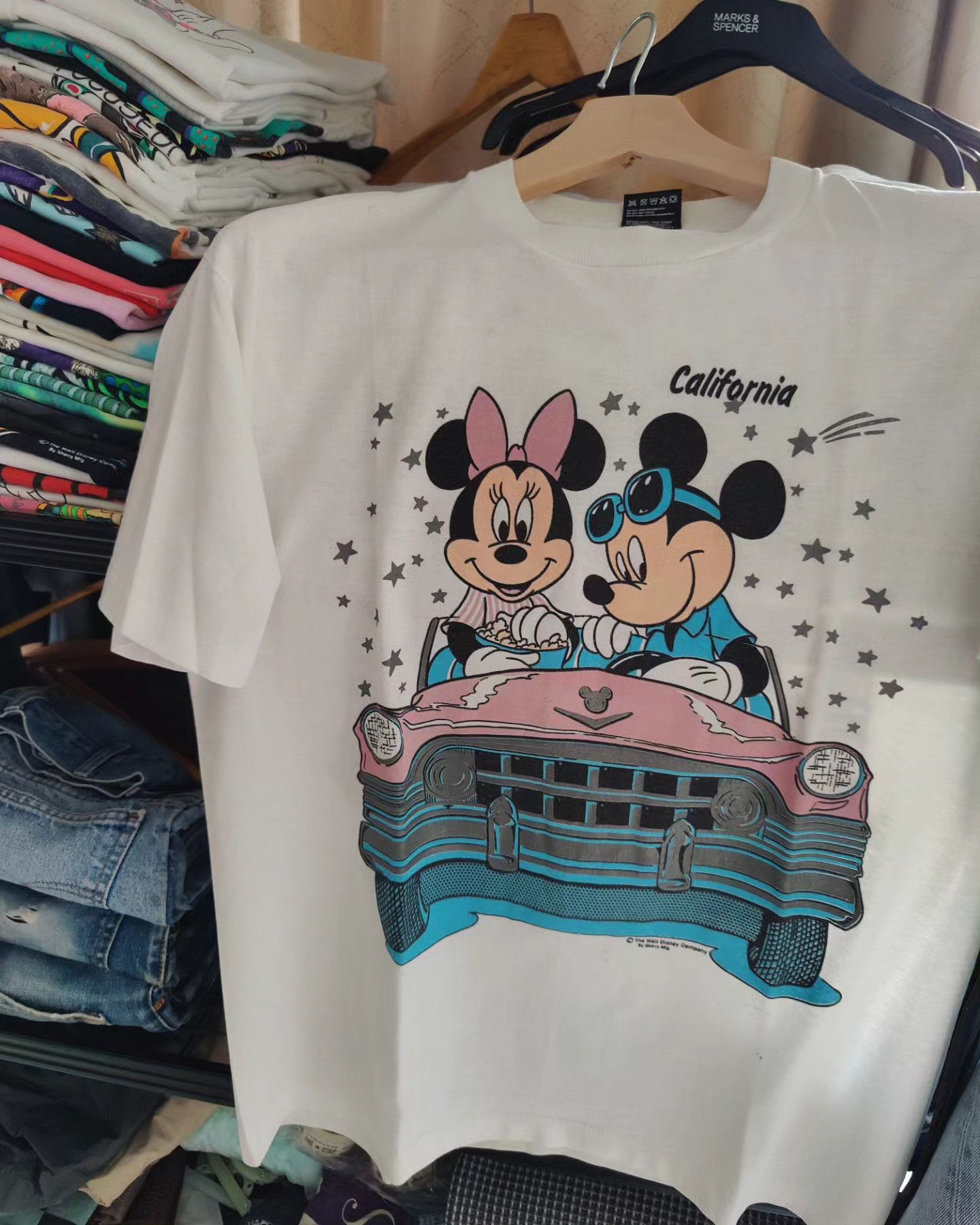 Disney × Mickey Mouse × Vintage vintage 90s - Mickey ❤️ Minnie (double-sided) Size L / US 10 / IT 46 - 1 Thumbnail