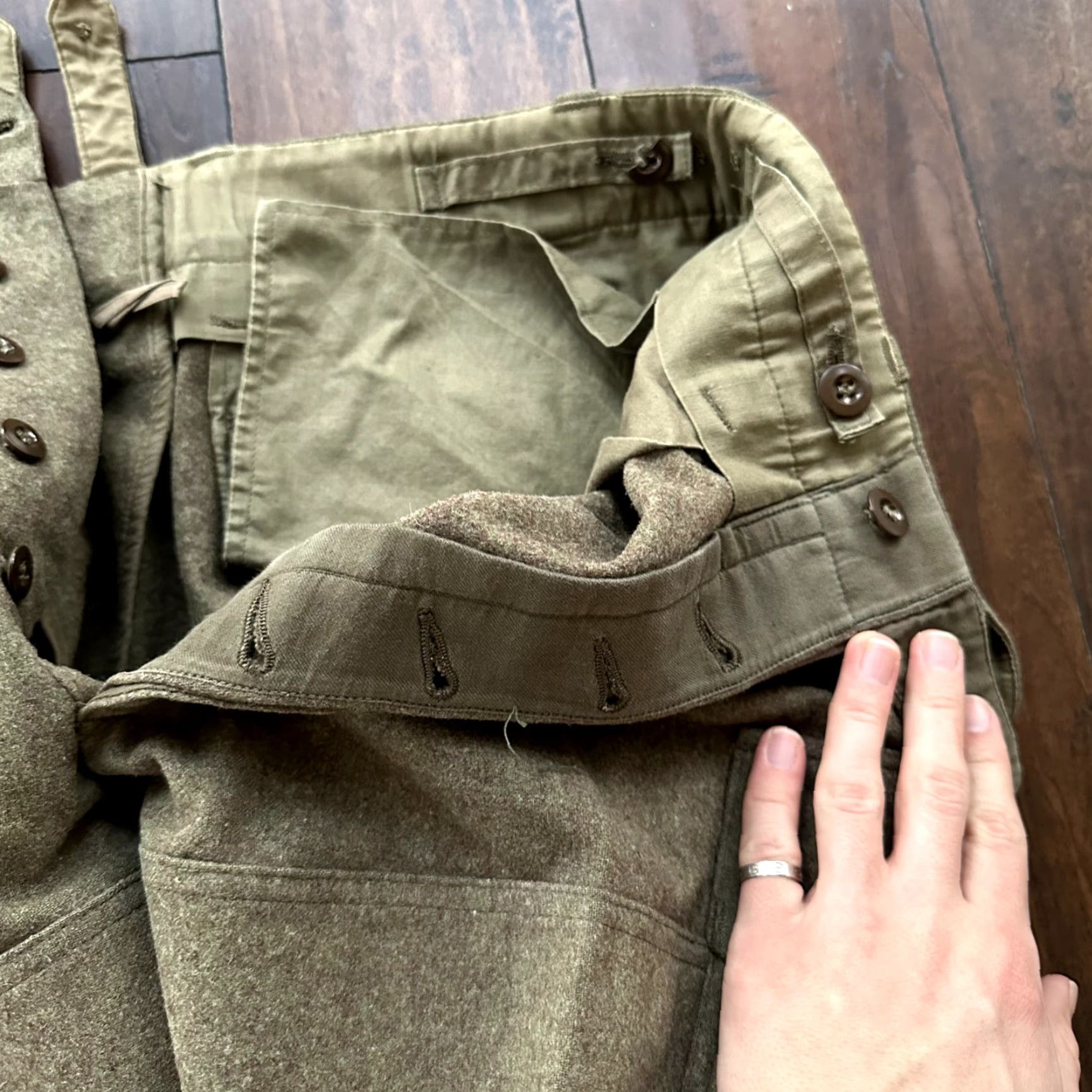 VINTAGE Sportra Arnstorf German Military Wool Cargo Pants 33x28 Green 1960s Mens