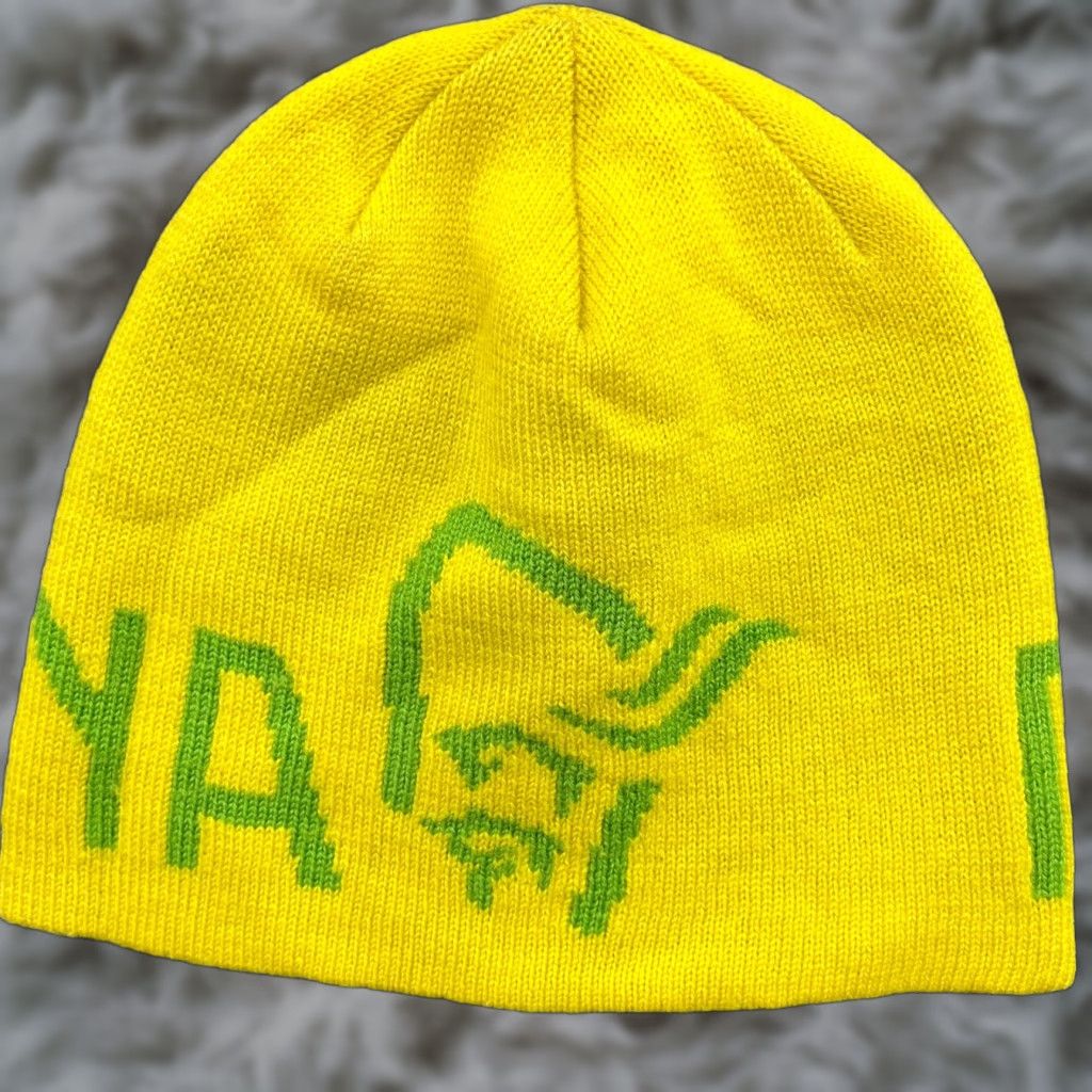 Logo 7 Norrona /29 Logo Beanie Hat S 100% Merino Wool Yellow Spellout Unisex Adults Thermal Knit Wool Mellow Yellow Beanie Mens Womens Girls Boys Size ONE SIZE - 1 Thumbnail