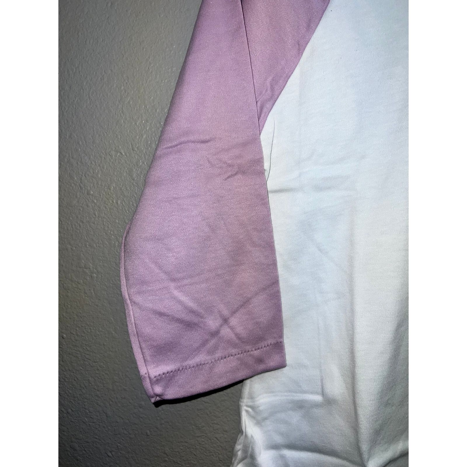 Vintage Women's 80s Vintage Lucky Star White Purple Raglan Shirt M Size M / US 6-8 / IT 42-44 - 4 Thumbnail