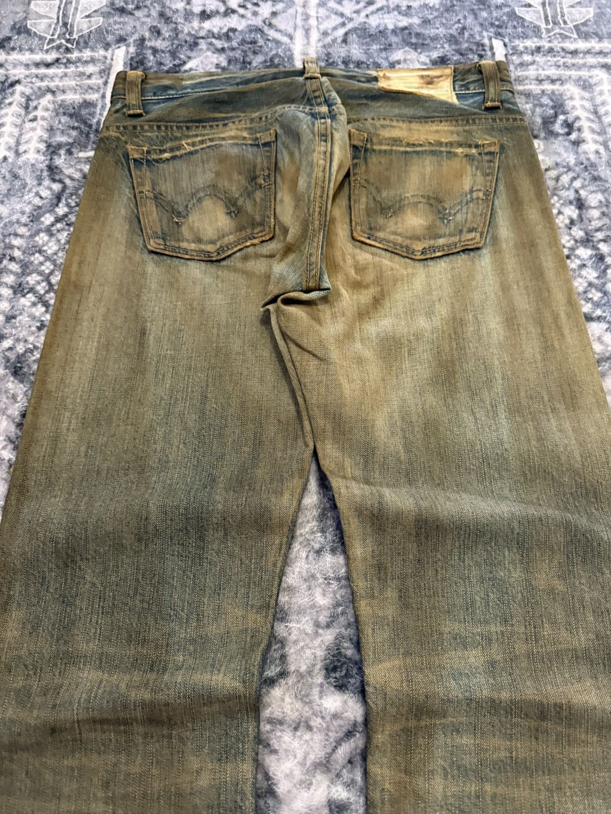 If Six Was Nine EDWIN 503 Earthy Mud Wash Patina Fade Distressed Jeans Size US 30 / EU 46 - 11 Thumbnail