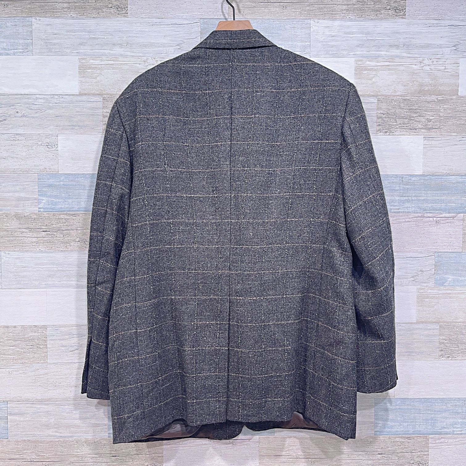Southwick Southwick Tweed Wool Windowpane Check Sport Coat Brown 44R Size 44R - 5 Thumbnail
