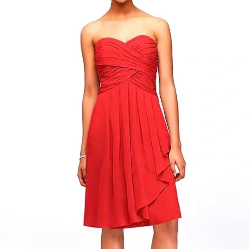 Designer David’s Bridal l Crinkle Chiffon Sweetheart Dress Size 6 Size M / US 6-8 / IT 42-44 - 8 Thumbnail