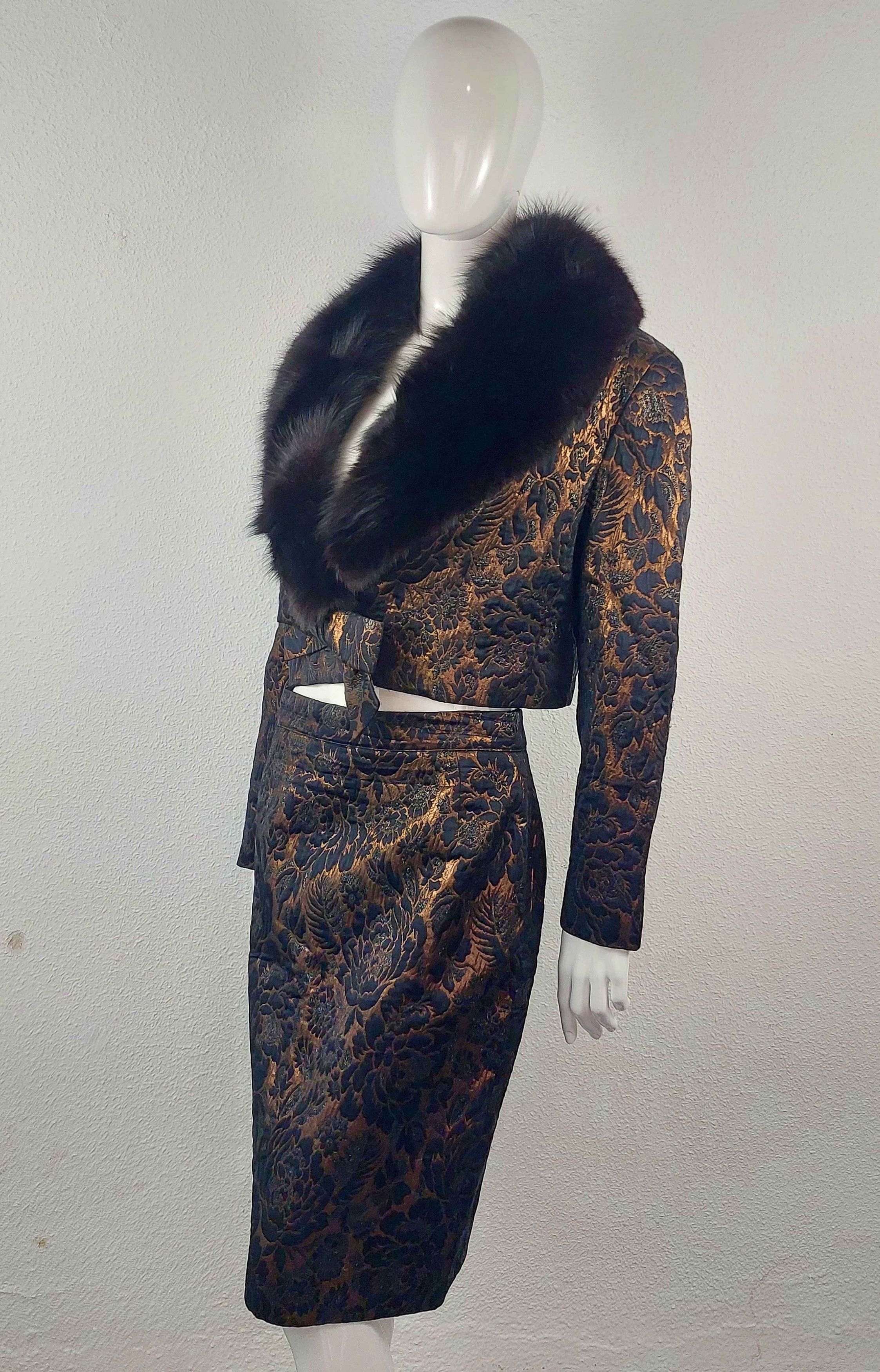Christian Lacroix Christian Lacroix Luxe Copper Lamé Cocktail Coat Suit Size L / US 10 / IT 46 - 8 Thumbnail