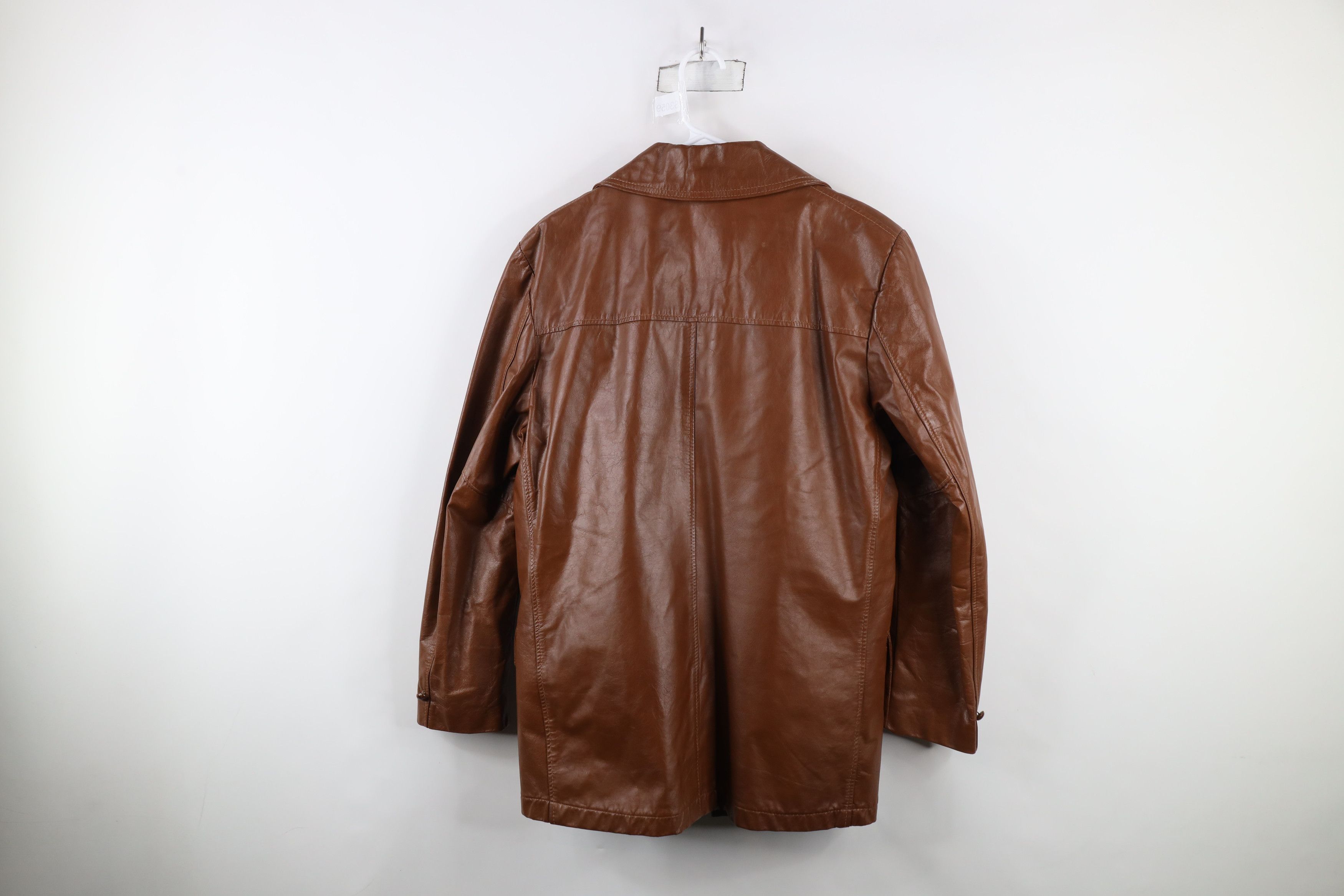 Vintage Vintage 70s Streetwear Lined Leather Button Jacket Brown USA Size US L / EU 52-54 / 3 - 11 Thumbnail