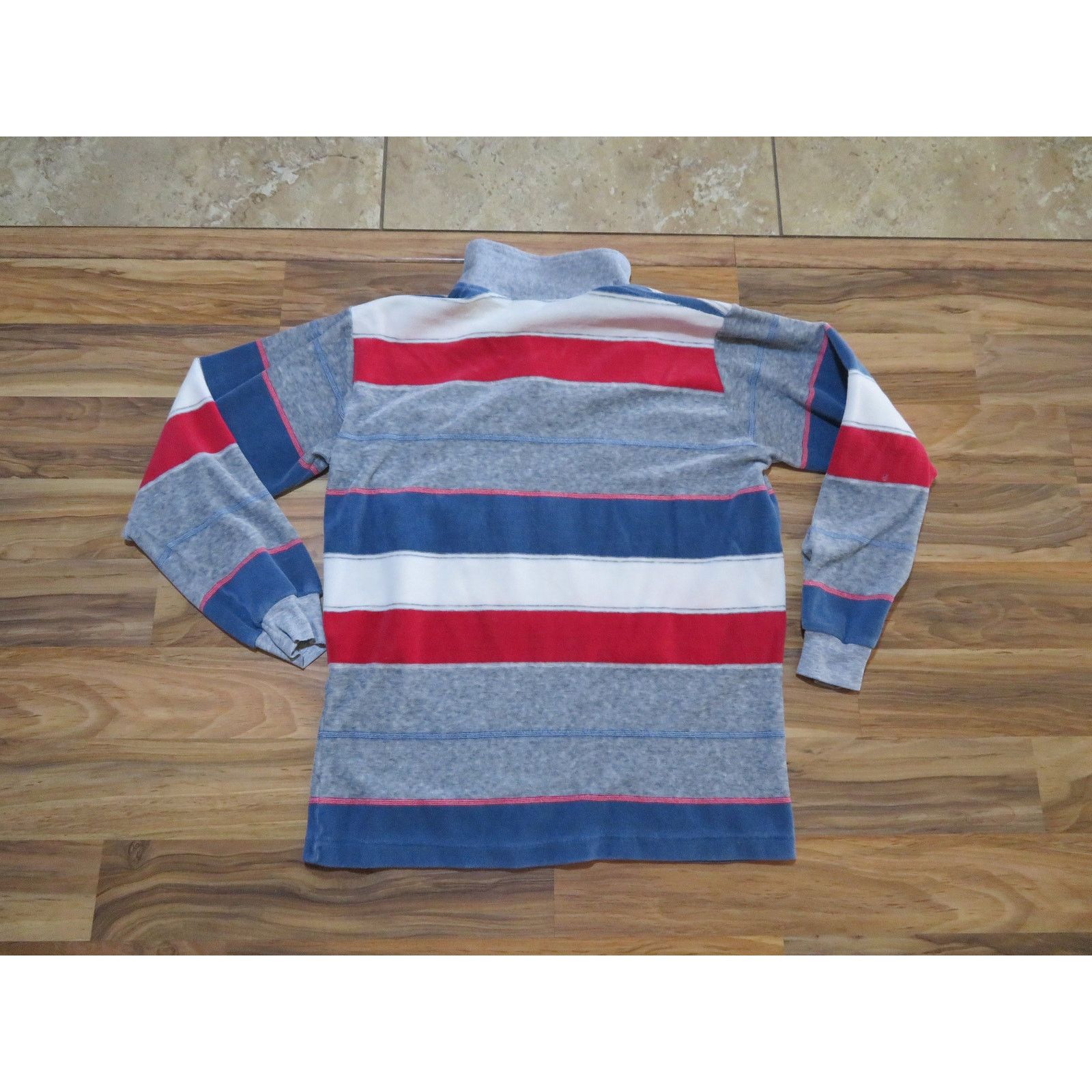 Other Campus Velour Striped Pocket Shirt Sz M-L Red White Gray Size US M / EU 48-50 / 2 - 2 Thumbnail