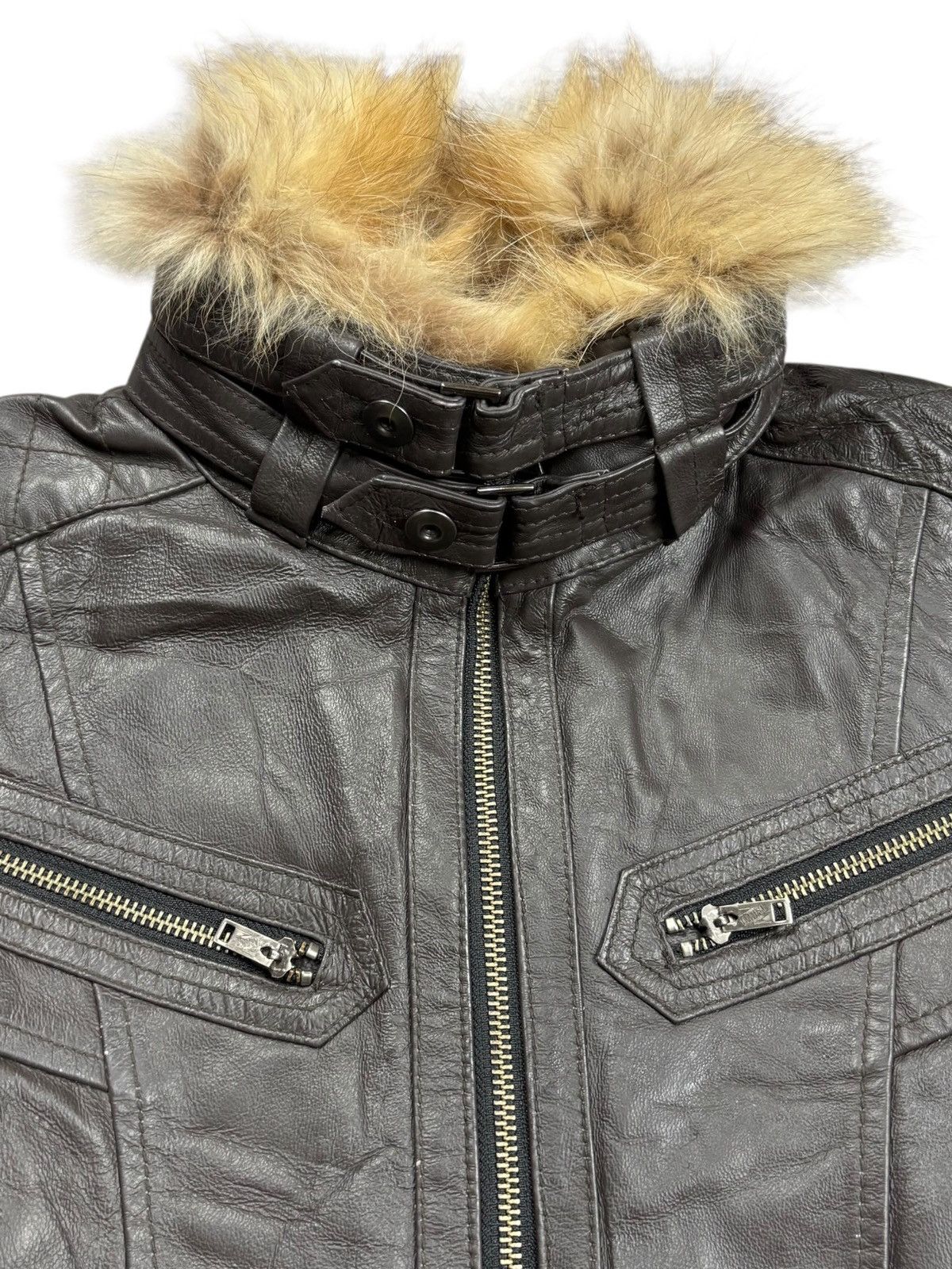 Tornado Mart 2000s Rattle Trap Trim Fur Collar Style Rider Leather Jacket Size US M / EU 48-50 / 2 - 6 Thumbnail