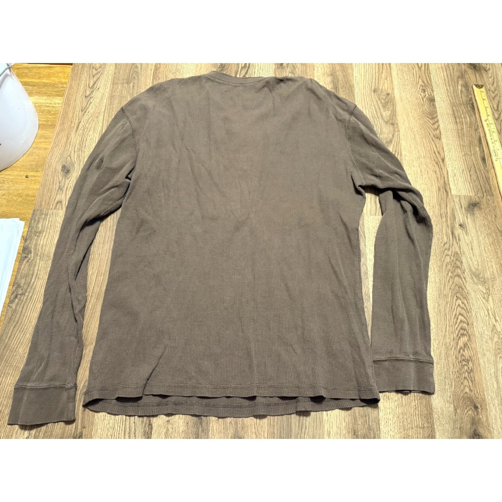 Vintage Ruff Hewn Shirt Mens XL Brown Long Sleeve Henley 1/4 Buttons Shirt Regular? Size US XL / EU 56 / 4 - 2 Thumbnail