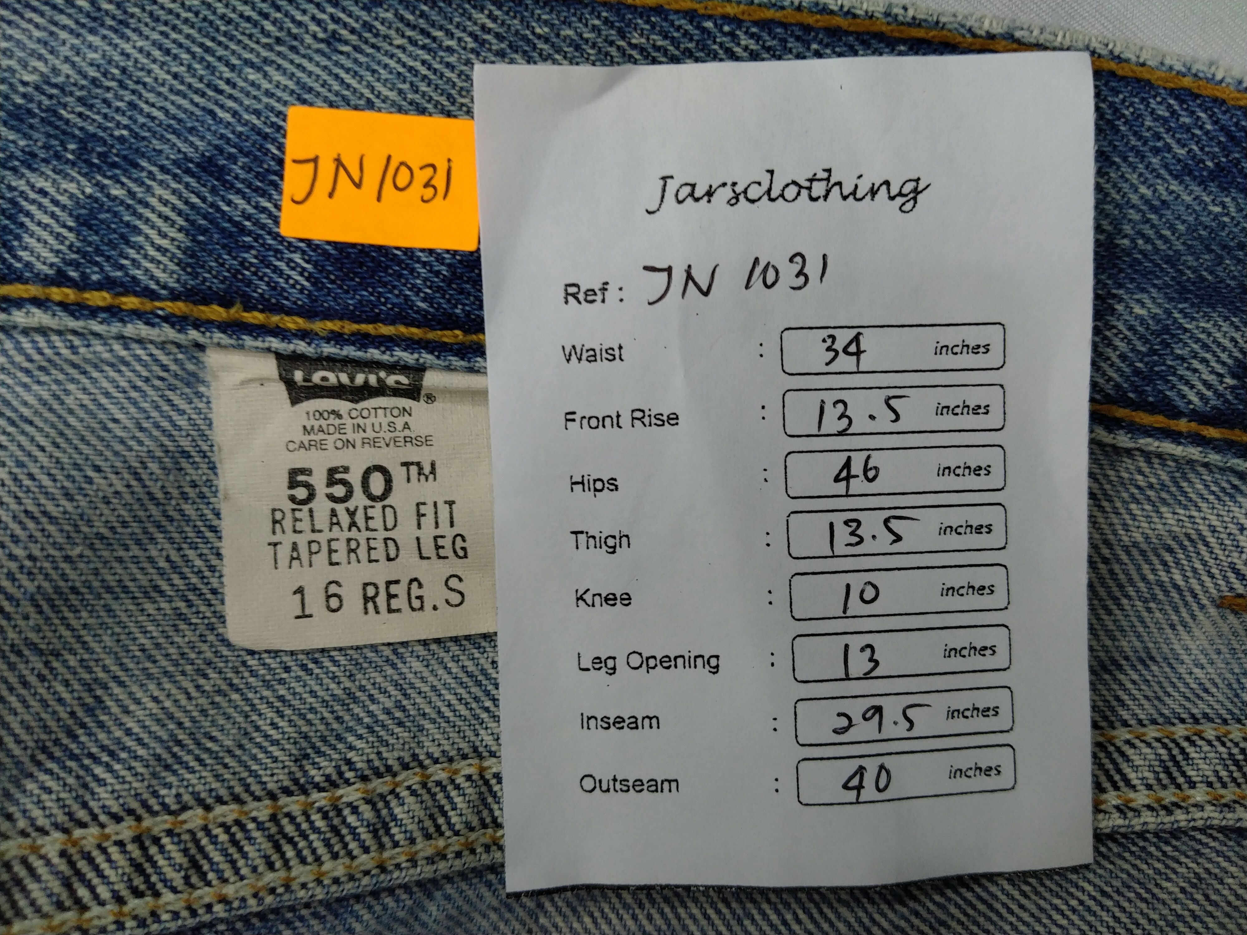 Levi's 90s Faded Blue Vintage Levi's 550 USA 34x29.5 Denim JN1031 Size US 34 / EU 50 - 8 Thumbnail