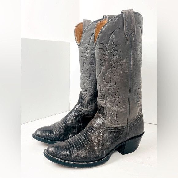 Nocona Boots Nocona Texas 2 Tone Gray silver Teju Lizard women s Boots 7 Grailed