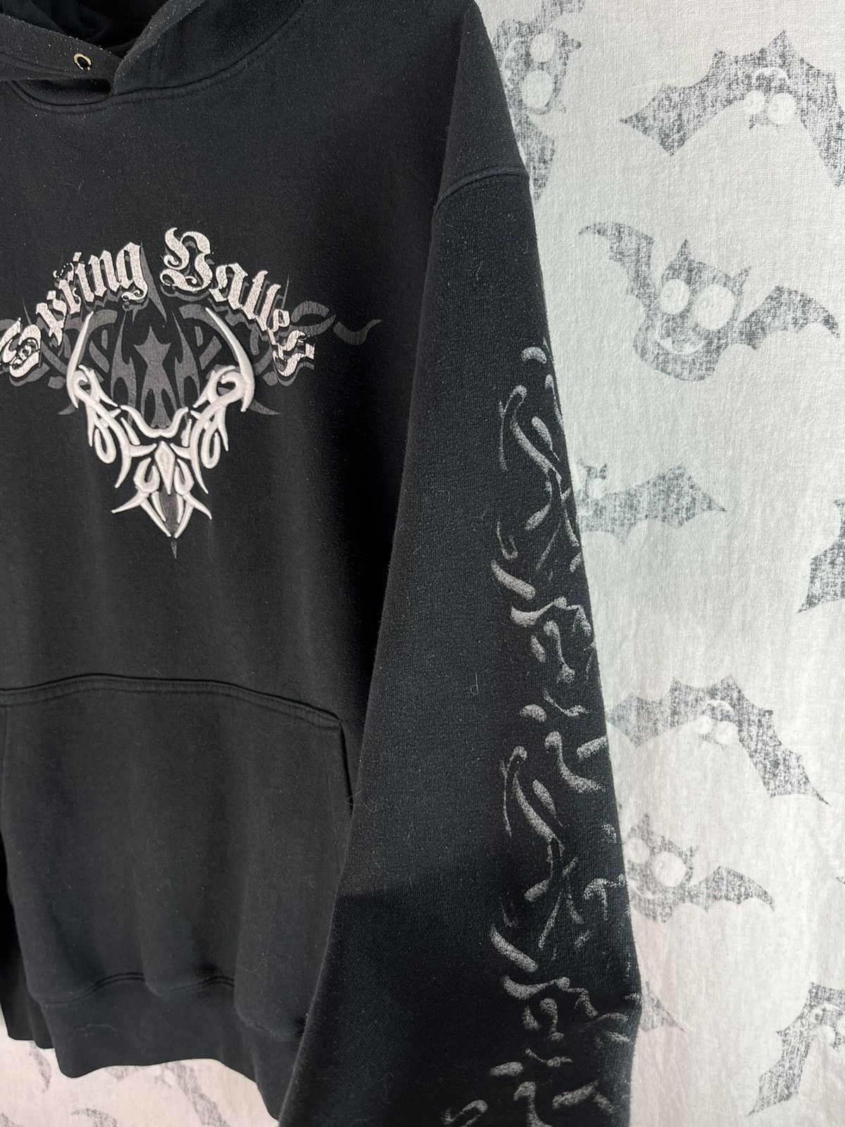 Band Tees × Vintage Vintage Demonic Tribal Hoodie Washed Band Metal Rock 90s Size US L / EU 52-54 / 3 - 8 Thumbnail