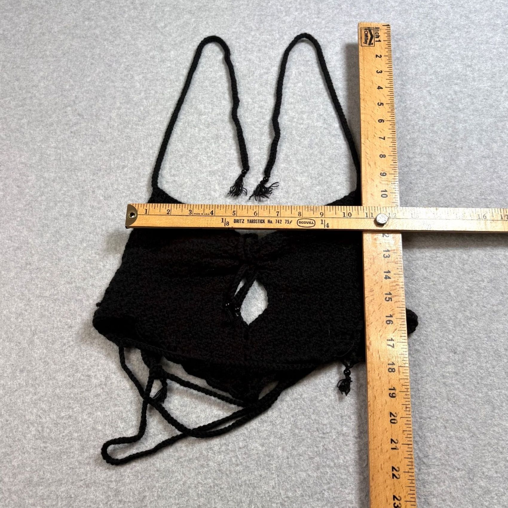 Vintage The Label Crochet Bralette Woman S Black Festival Hippie Club Rave Boho Y2K Lot Size ONE SIZE - 7 Thumbnail
