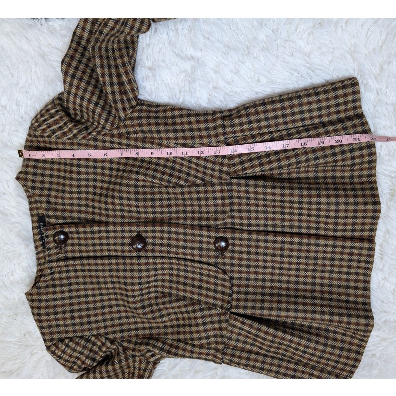 Other Vintage Talbots Wool Plaid Jacket Blazer Petite 4P Brown 90s Size S / US 4 / IT 40 - 8 Thumbnail